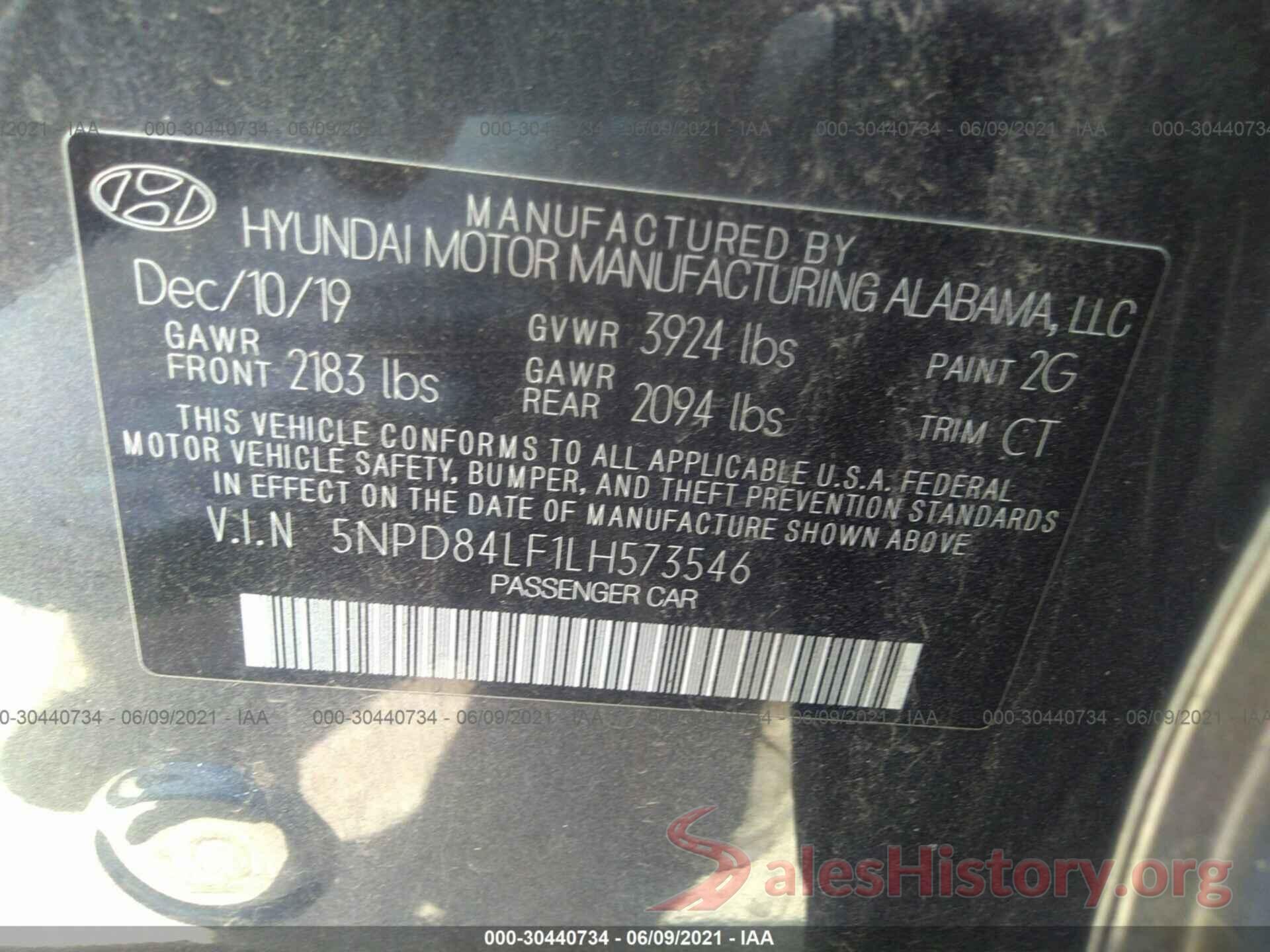 5NPD84LF1LH573546 2020 HYUNDAI ELANTRA