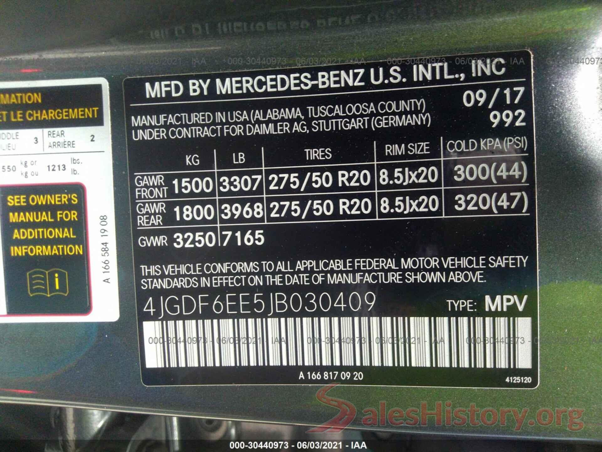 4JGDF6EE5JB030409 2018 MERCEDES-BENZ GLS