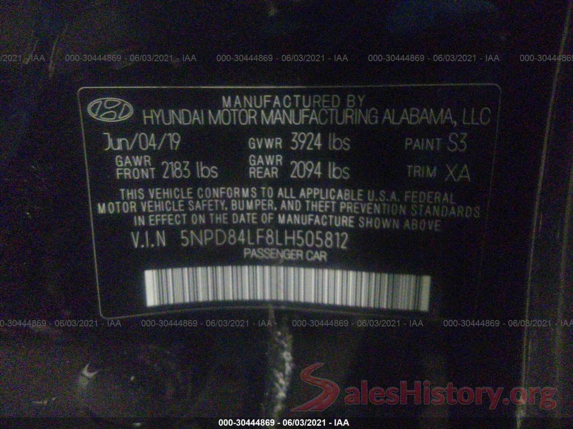 5NPD84LF8LH505812 2020 HYUNDAI ELANTRA