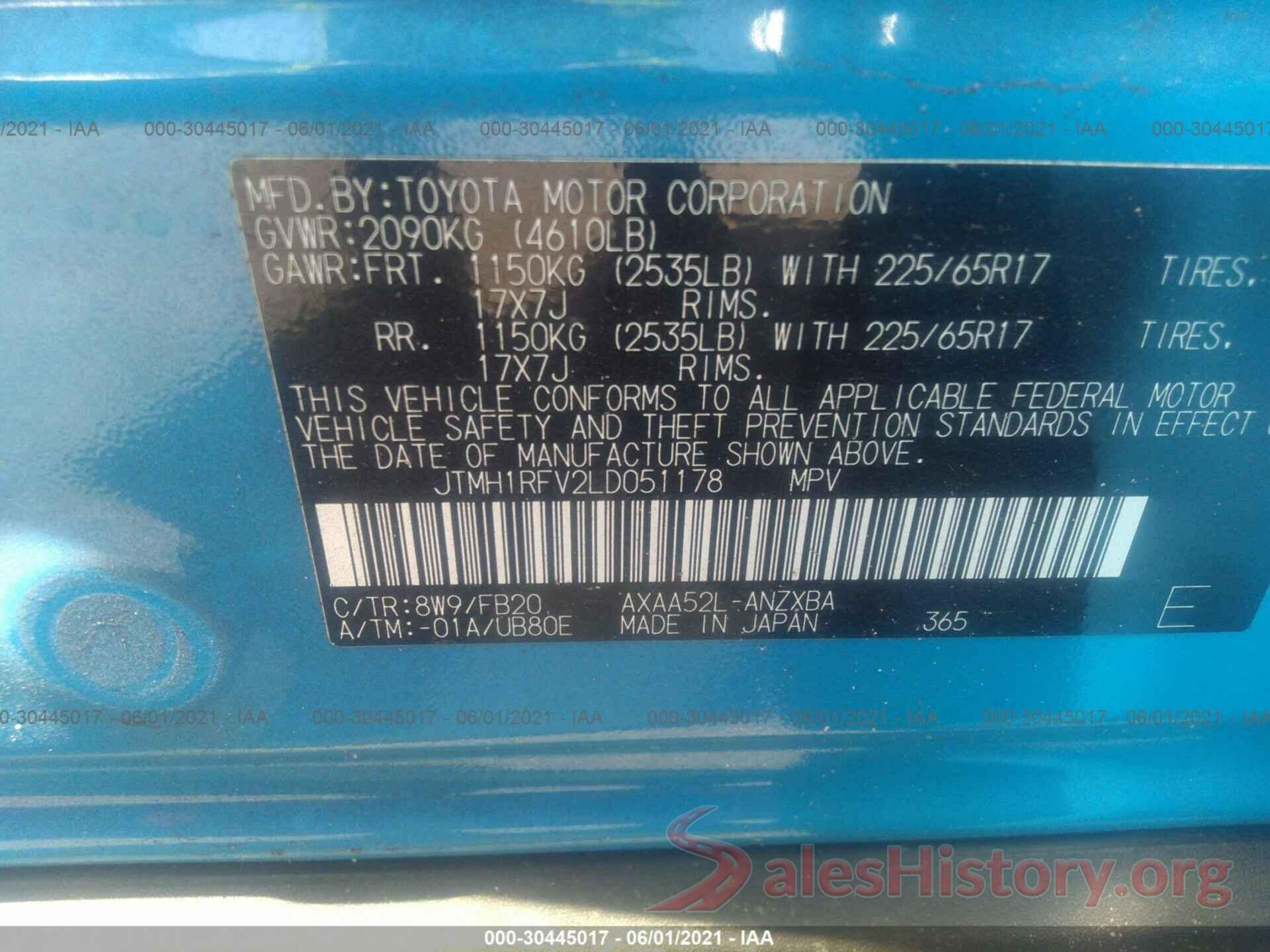 JTMH1RFV2LD051178 2020 TOYOTA RAV4