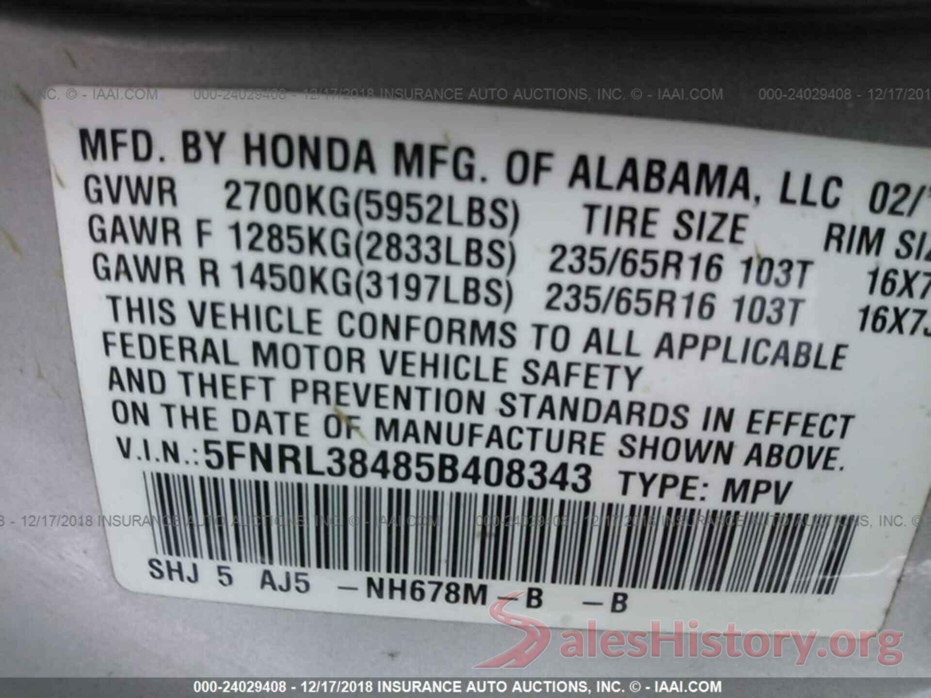 3N1AB7AP0JL650568 2005 HONDA ODYSSEY