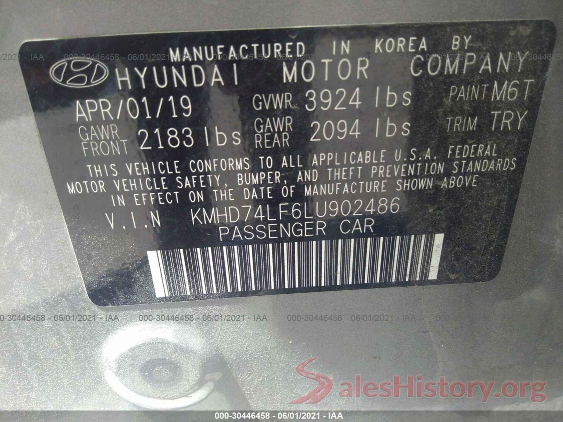 KMHD74LF6LU902486 2020 HYUNDAI ELANTRA