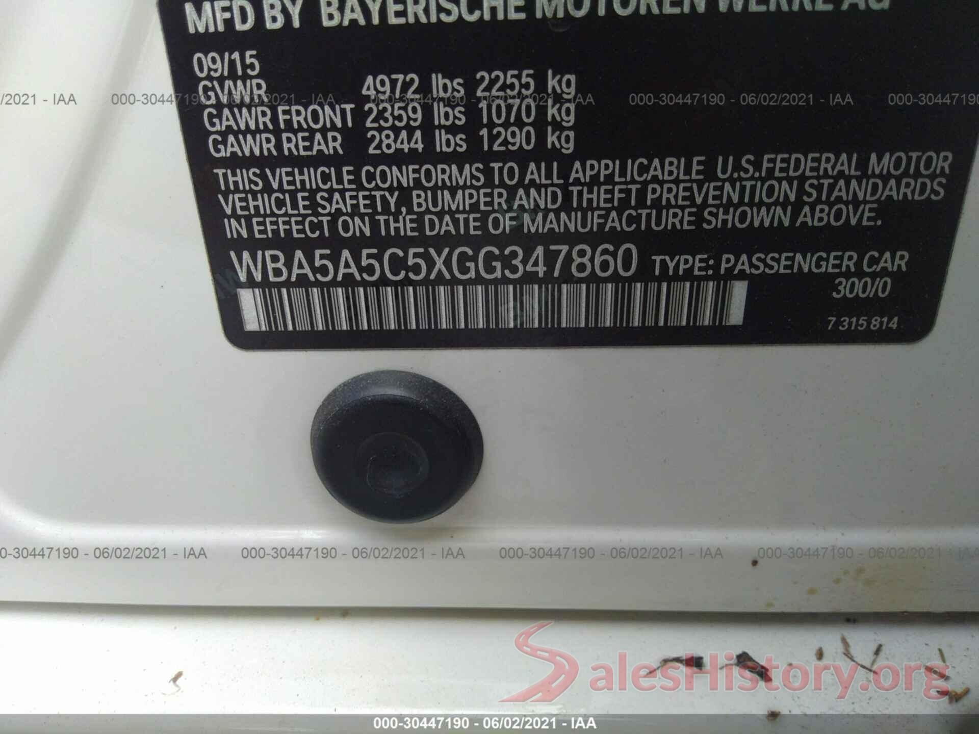 WBA5A5C5XGG347860 2016 BMW 5 SERIES