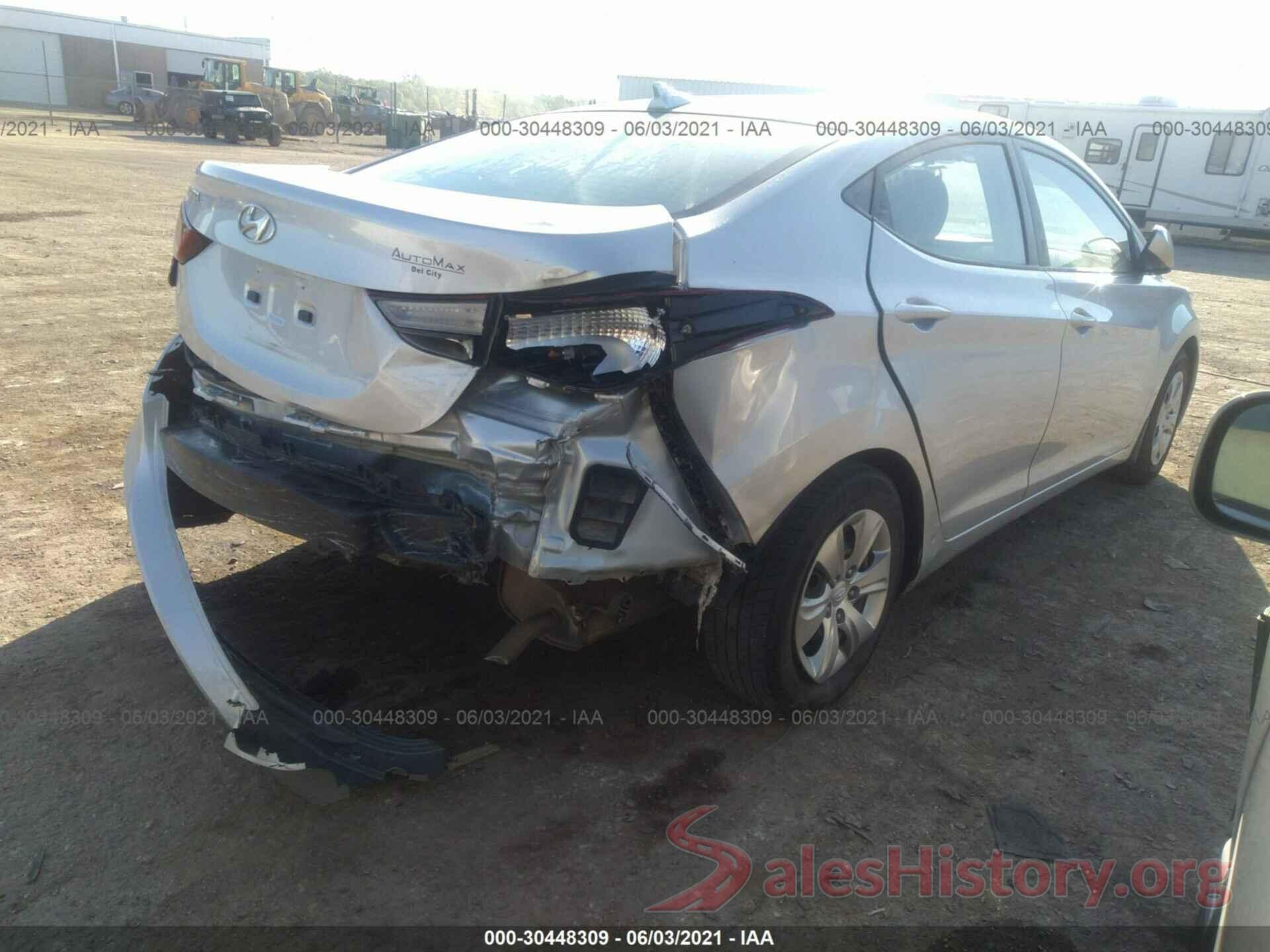 5NPDH4AE4GH669736 2016 HYUNDAI ELANTRA