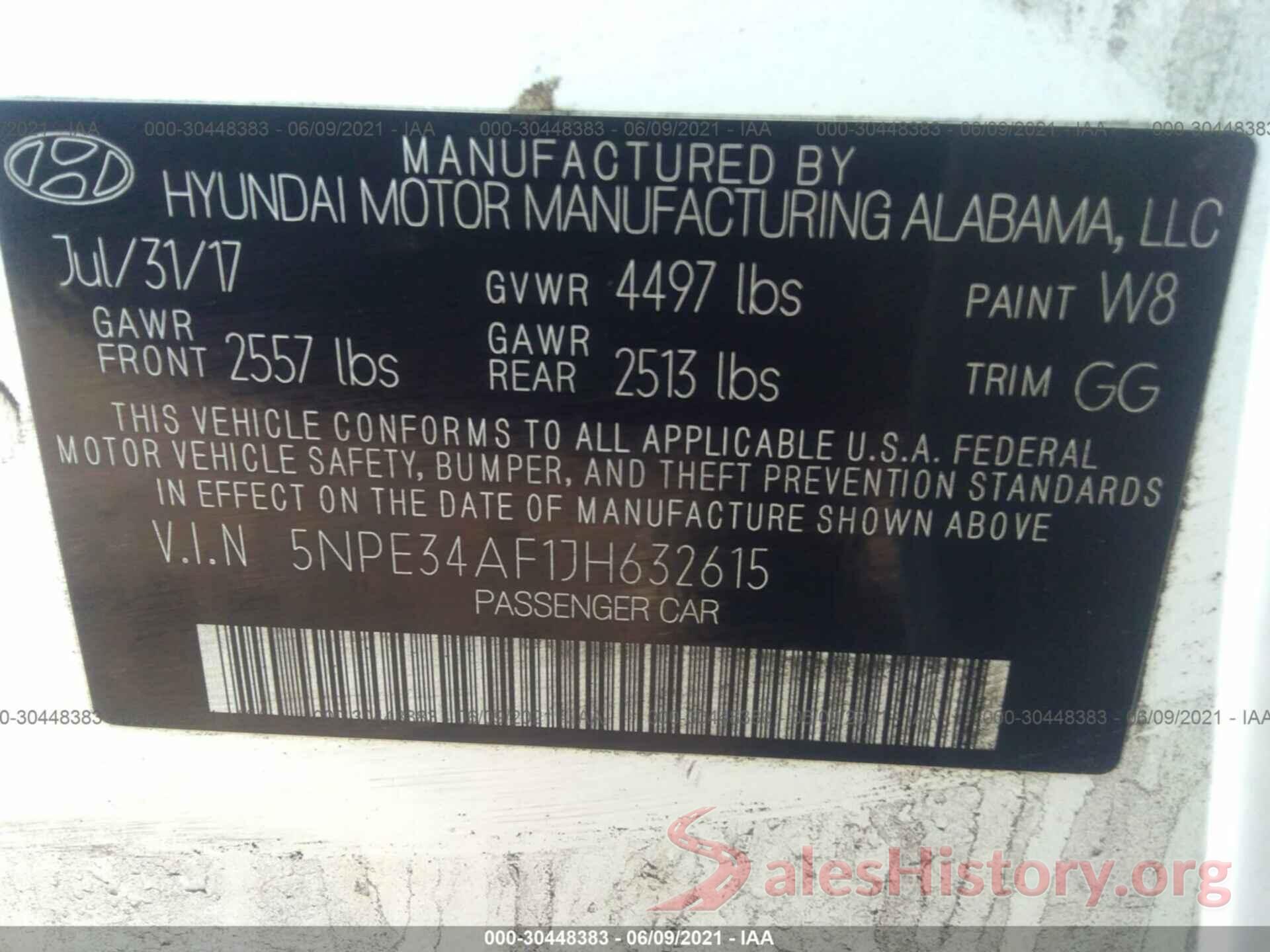 5NPE34AF1JH632615 2018 HYUNDAI SONATA