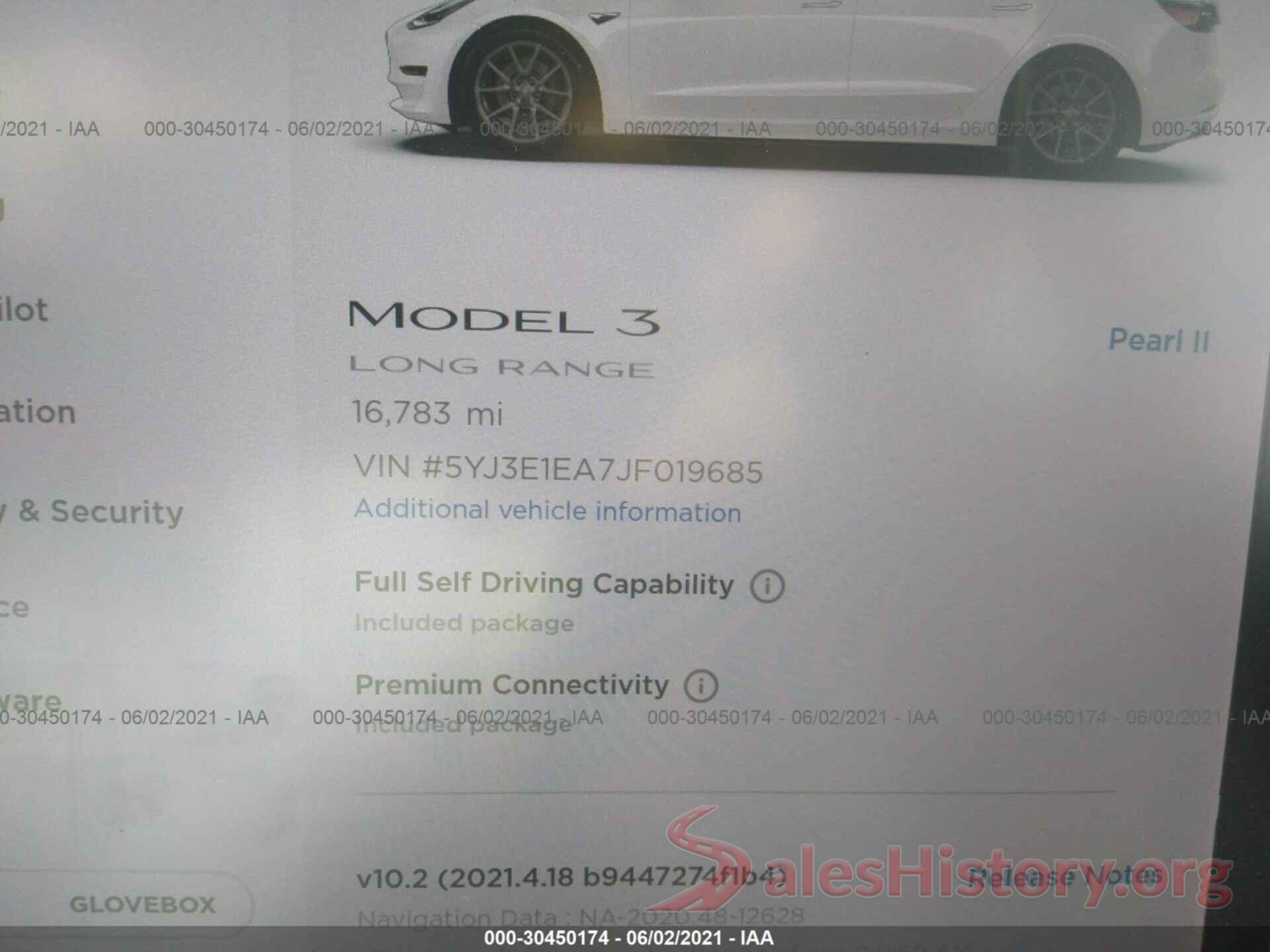 5YJ3E1EA7JF019685 2018 TESLA MODEL 3