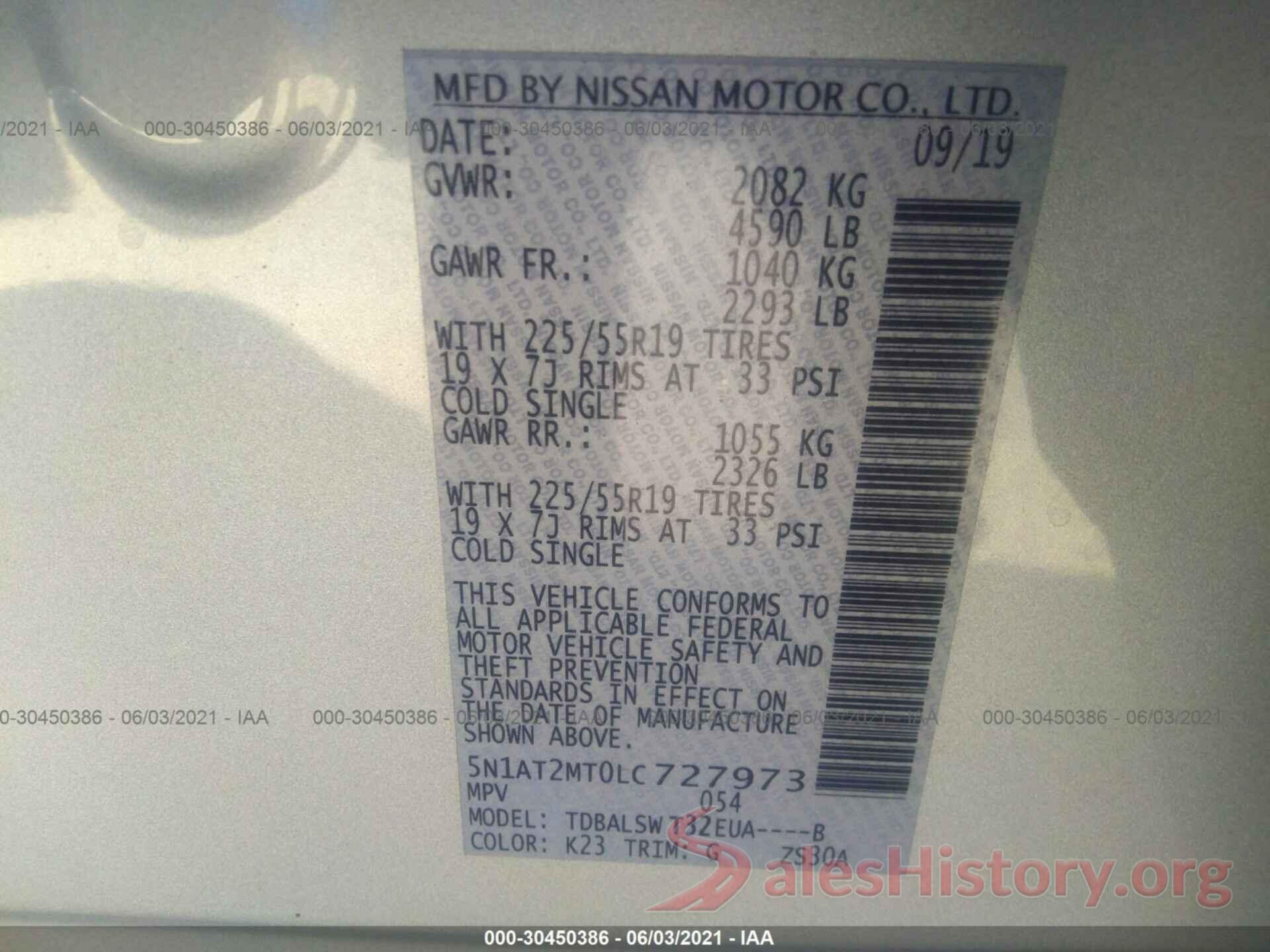 5N1AT2MT0LC727973 2020 NISSAN ROGUE