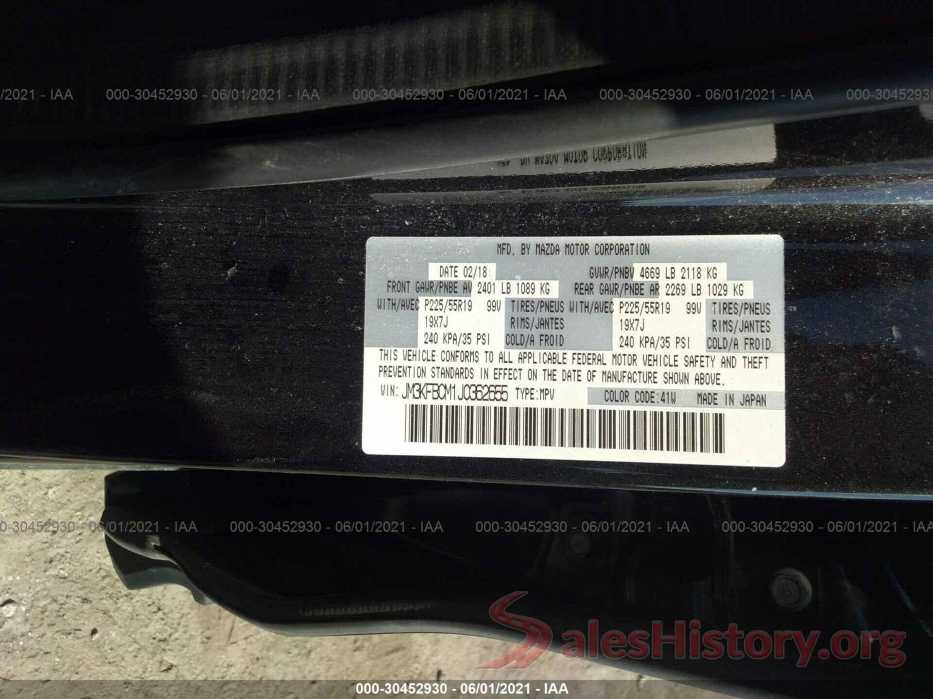 JM3KFBCM1J0362655 2018 MAZDA CX-5