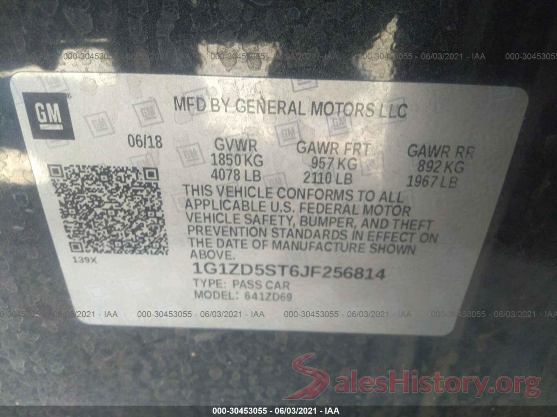 1G1ZD5ST6JF256814 2018 CHEVROLET MALIBU