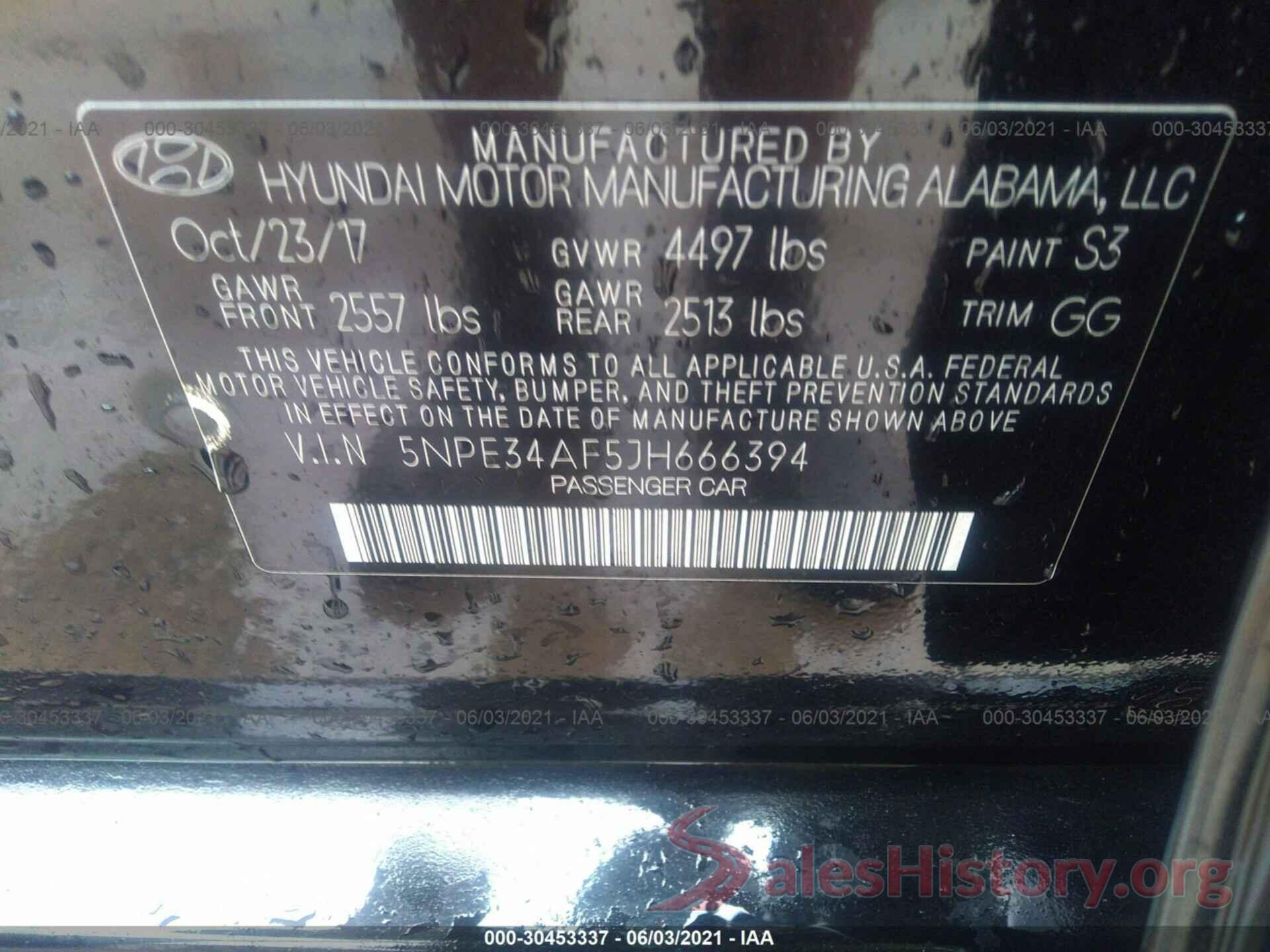 5NPE34AF5JH666394 2018 HYUNDAI SONATA