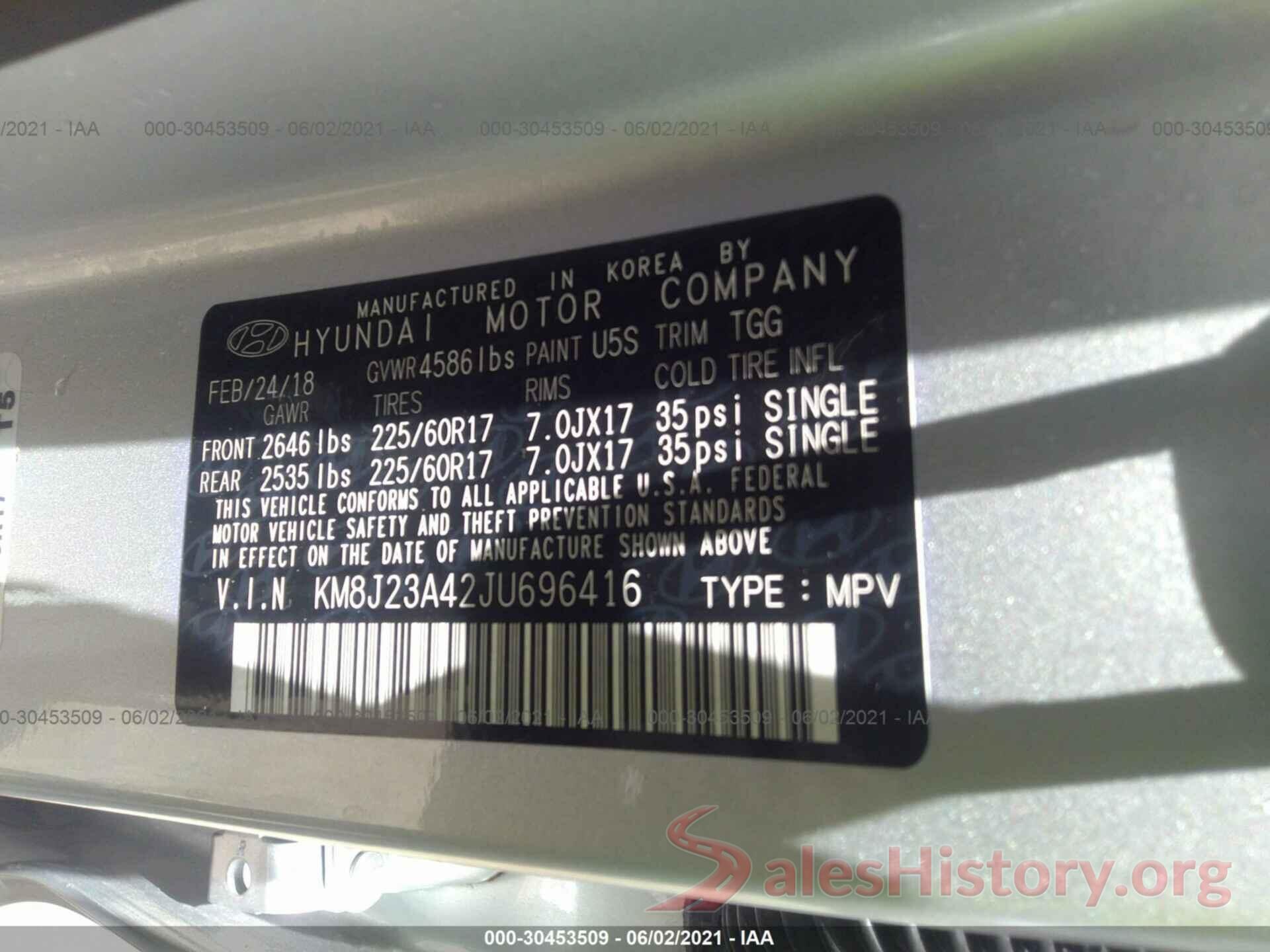 KM8J23A42JU696416 2018 HYUNDAI TUCSON