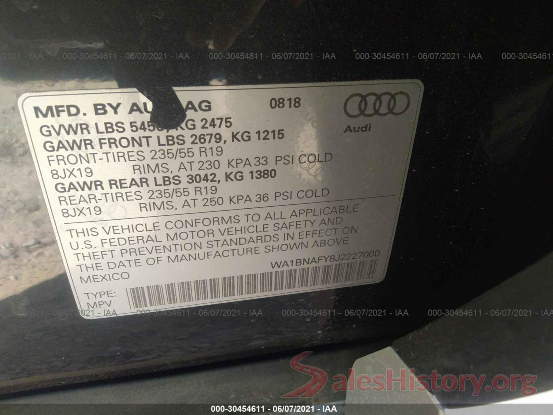 WA1BNAFY8J2227000 2018 AUDI Q5