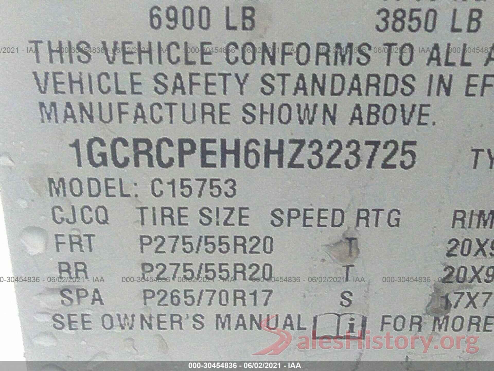 1GCRCPEH6HZ323725 2017 CHEVROLET SILVERADO 1500