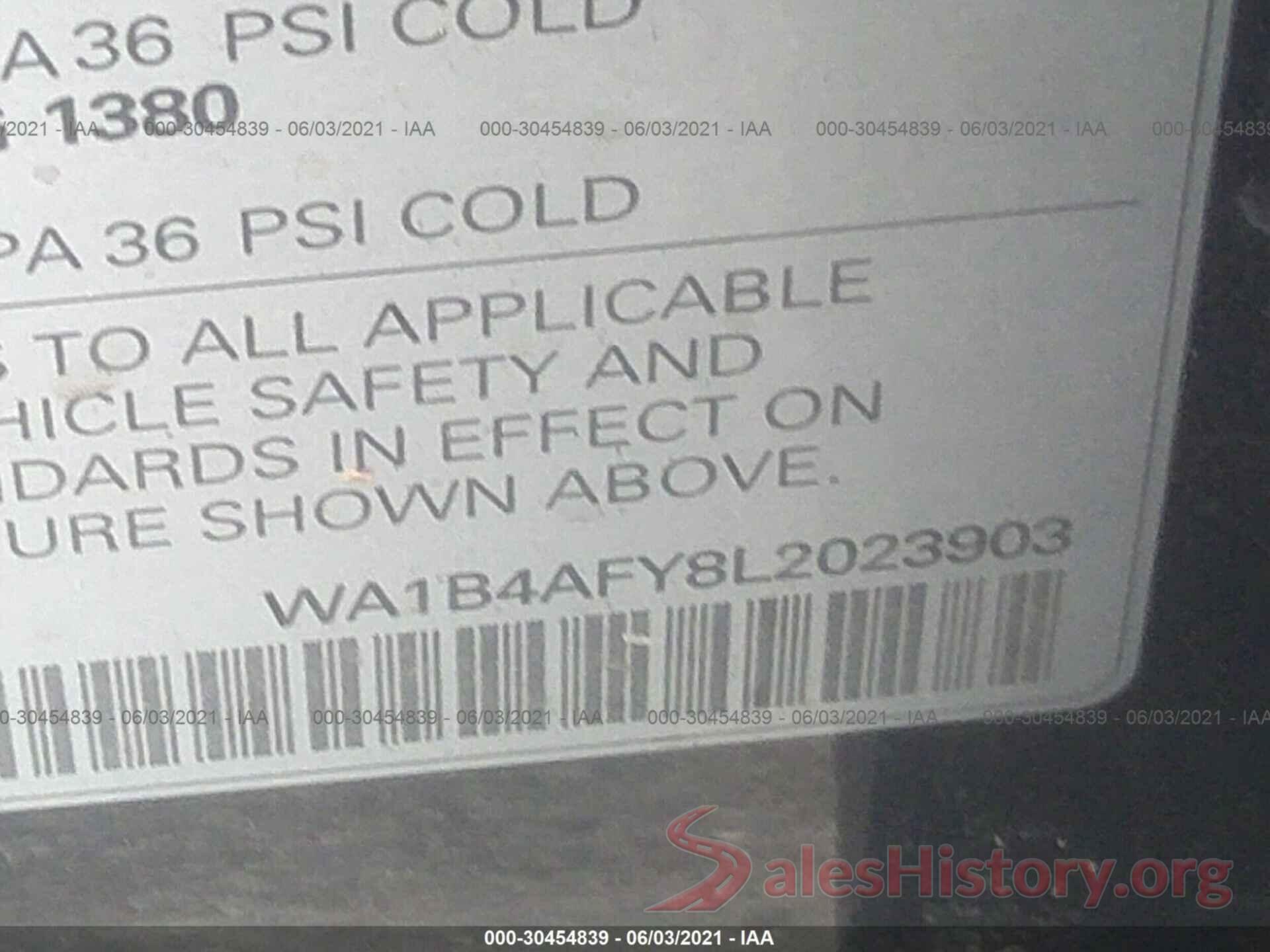 WA1B4AFY8L2023903 2020 AUDI SQ5