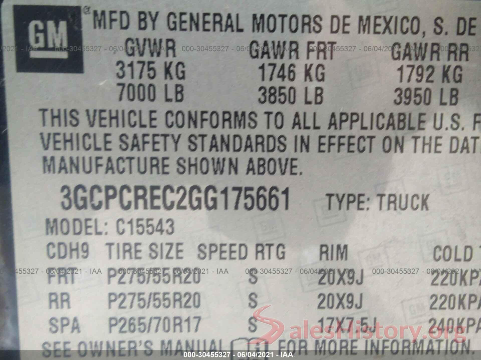 3GCPCREC2GG175661 2016 CHEVROLET SILVERADO 1500