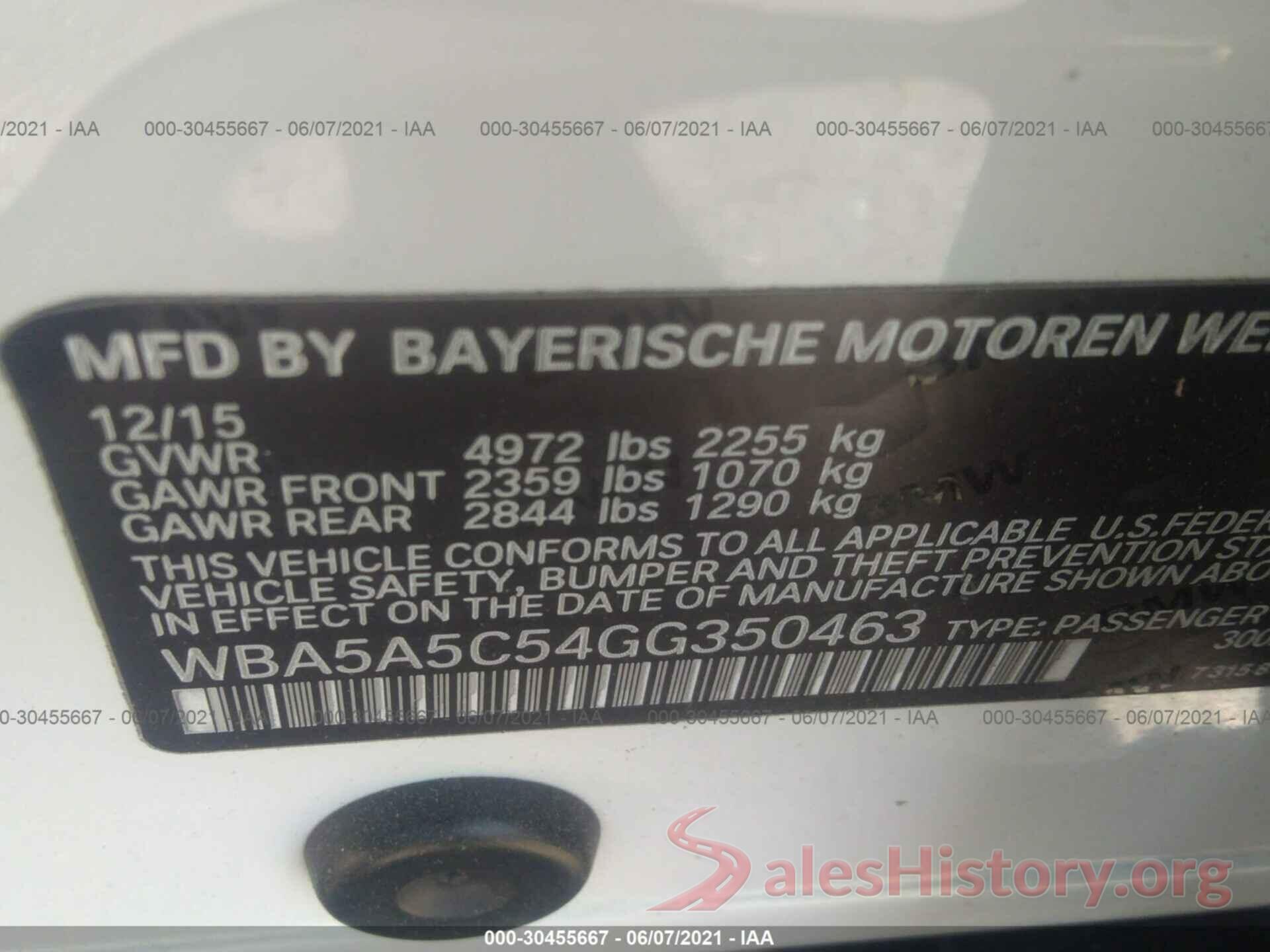 WBA5A5C54GG350463 2016 BMW 5 SERIES