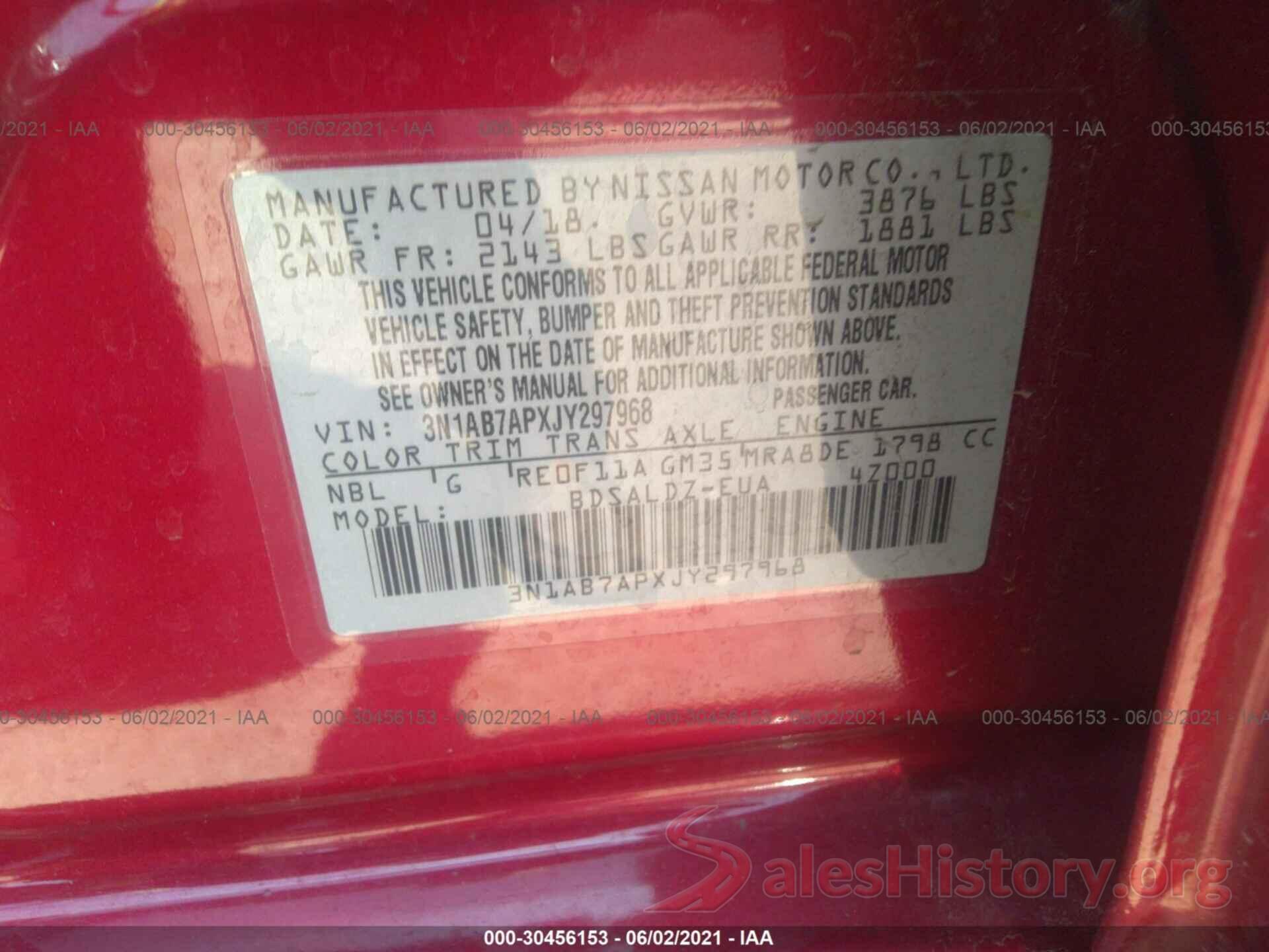 3N1AB7APXJY297968 2018 NISSAN SENTRA