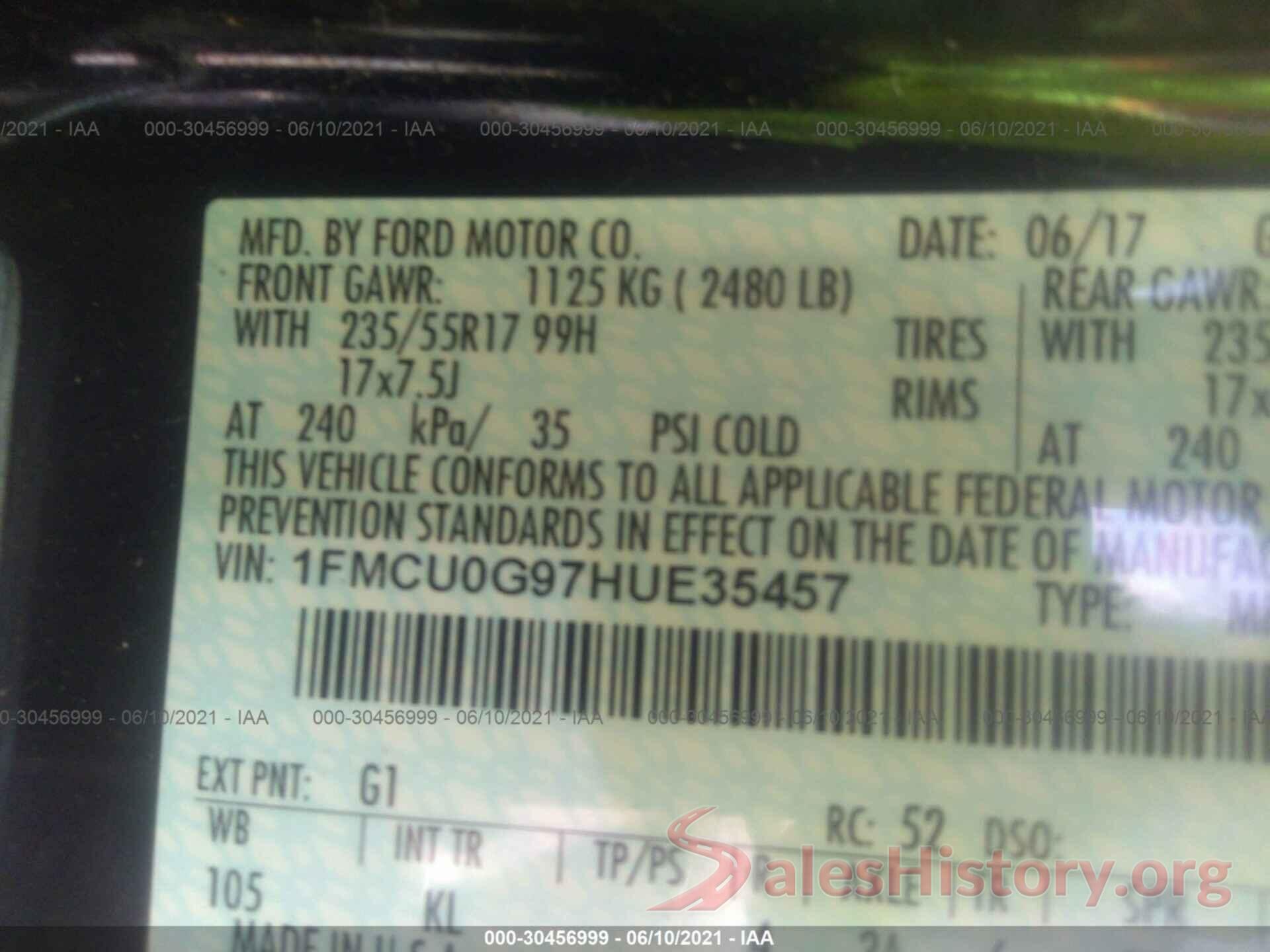 1FMCU0G97HUE35457 2017 FORD ESCAPE