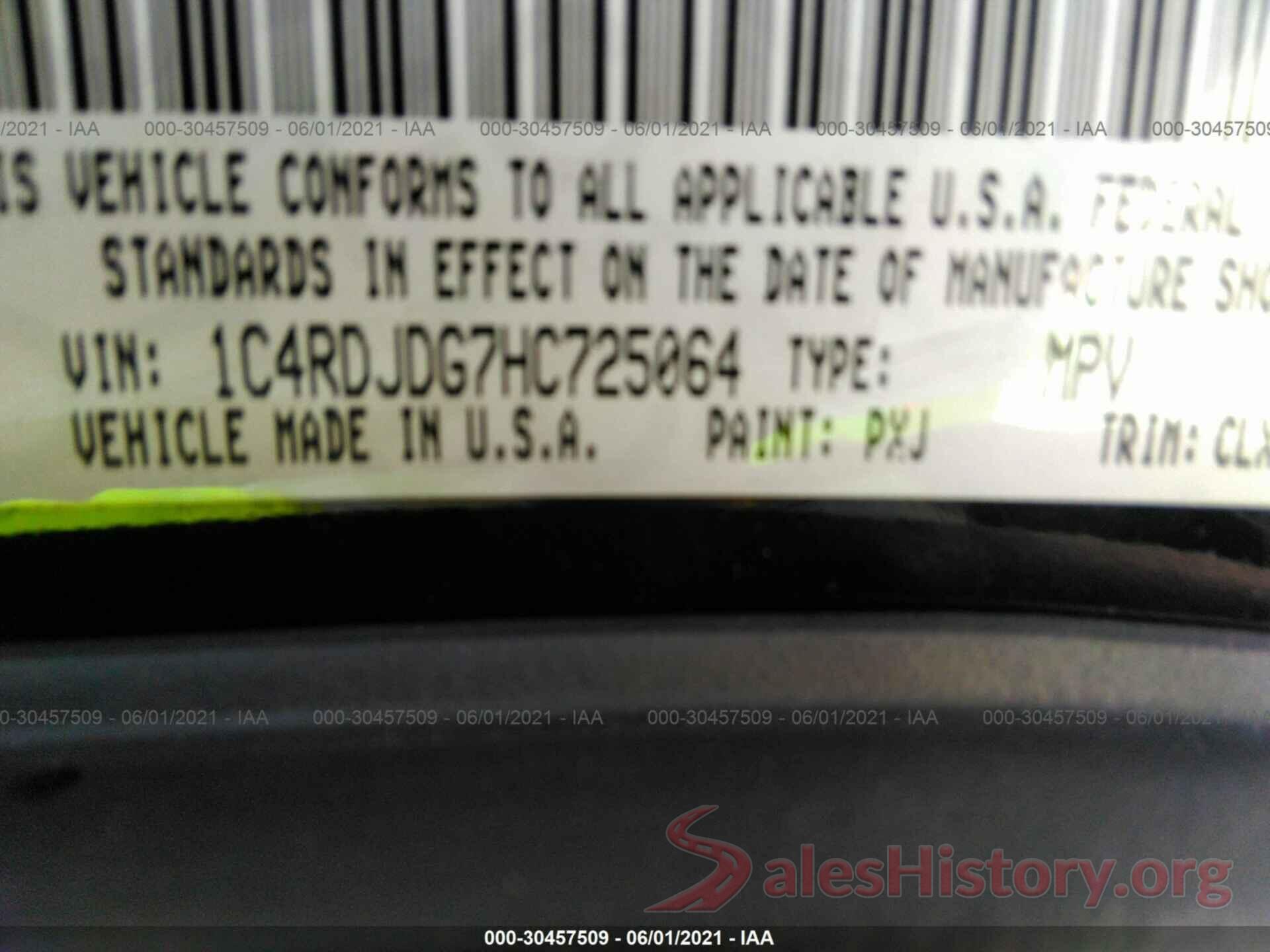 1C4RDJDG7HC725064 2017 DODGE DURANGO