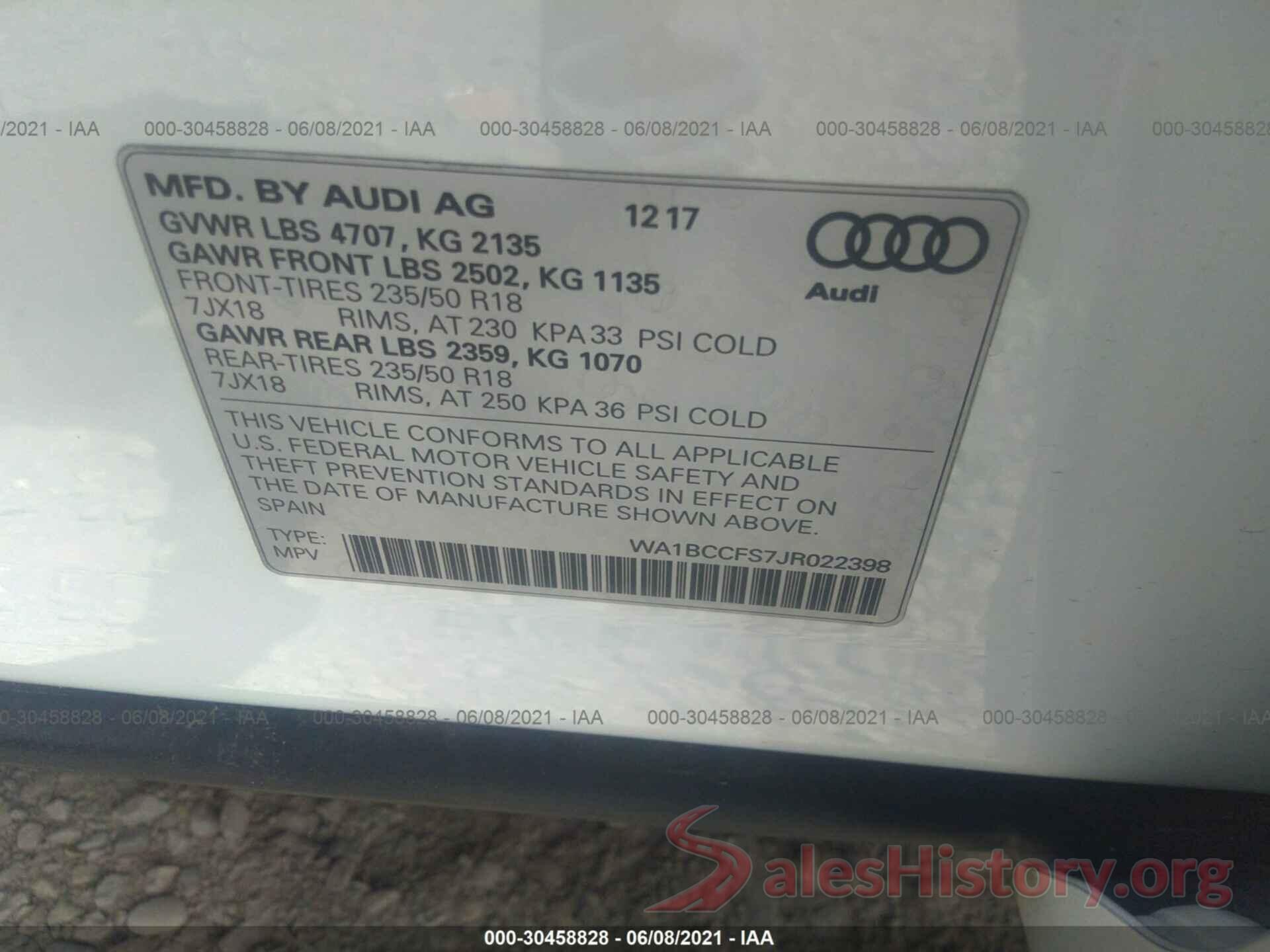 WA1BCCFS7JR022398 2018 AUDI Q3