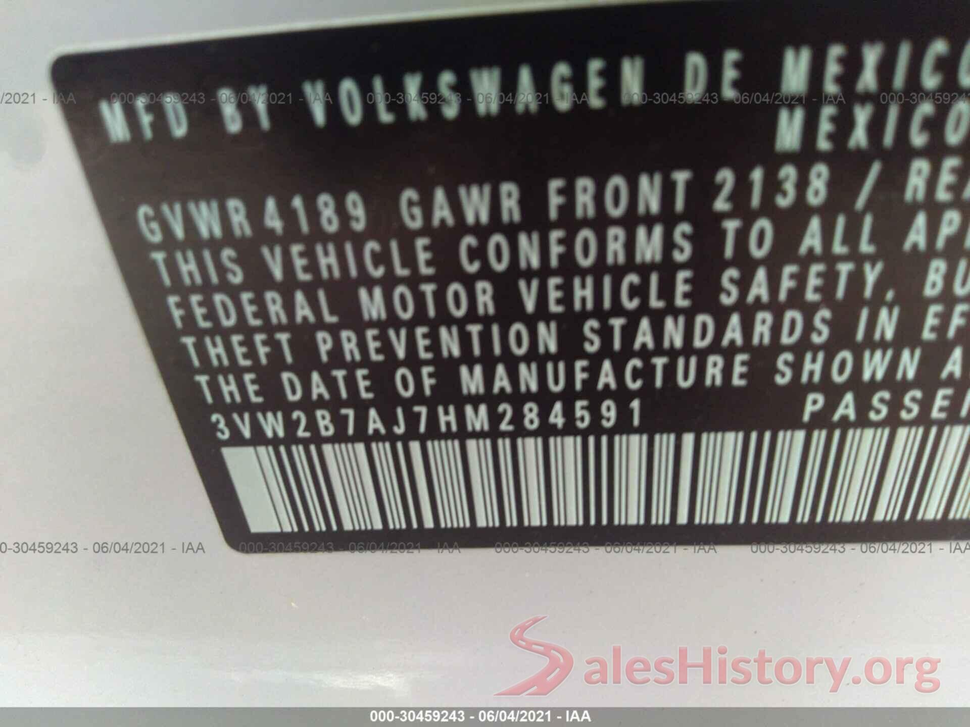 3VW2B7AJ7HM284591 2017 VOLKSWAGEN JETTA