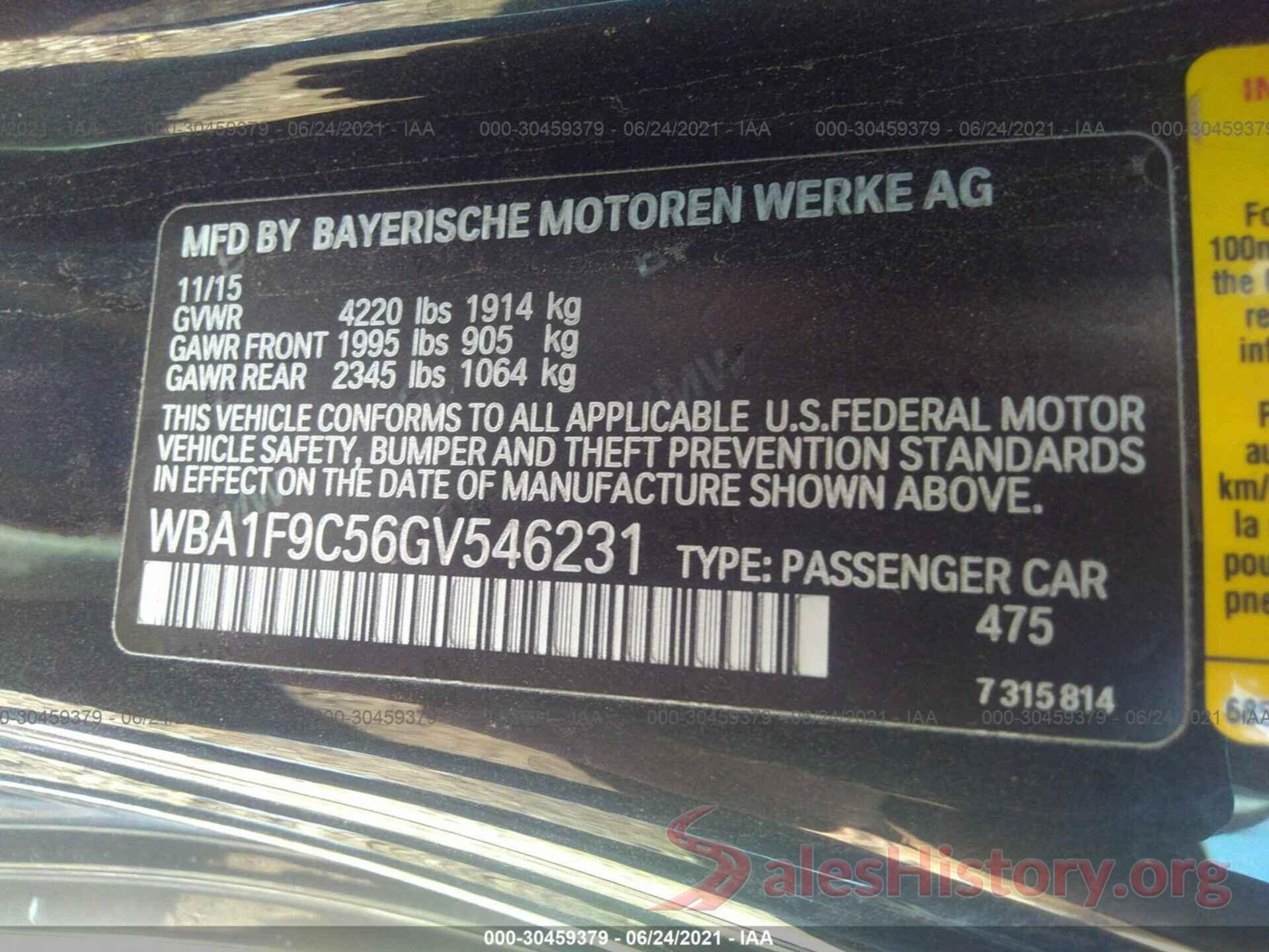 WBA1F9C56GV546231 2016 BMW 2 SERIES