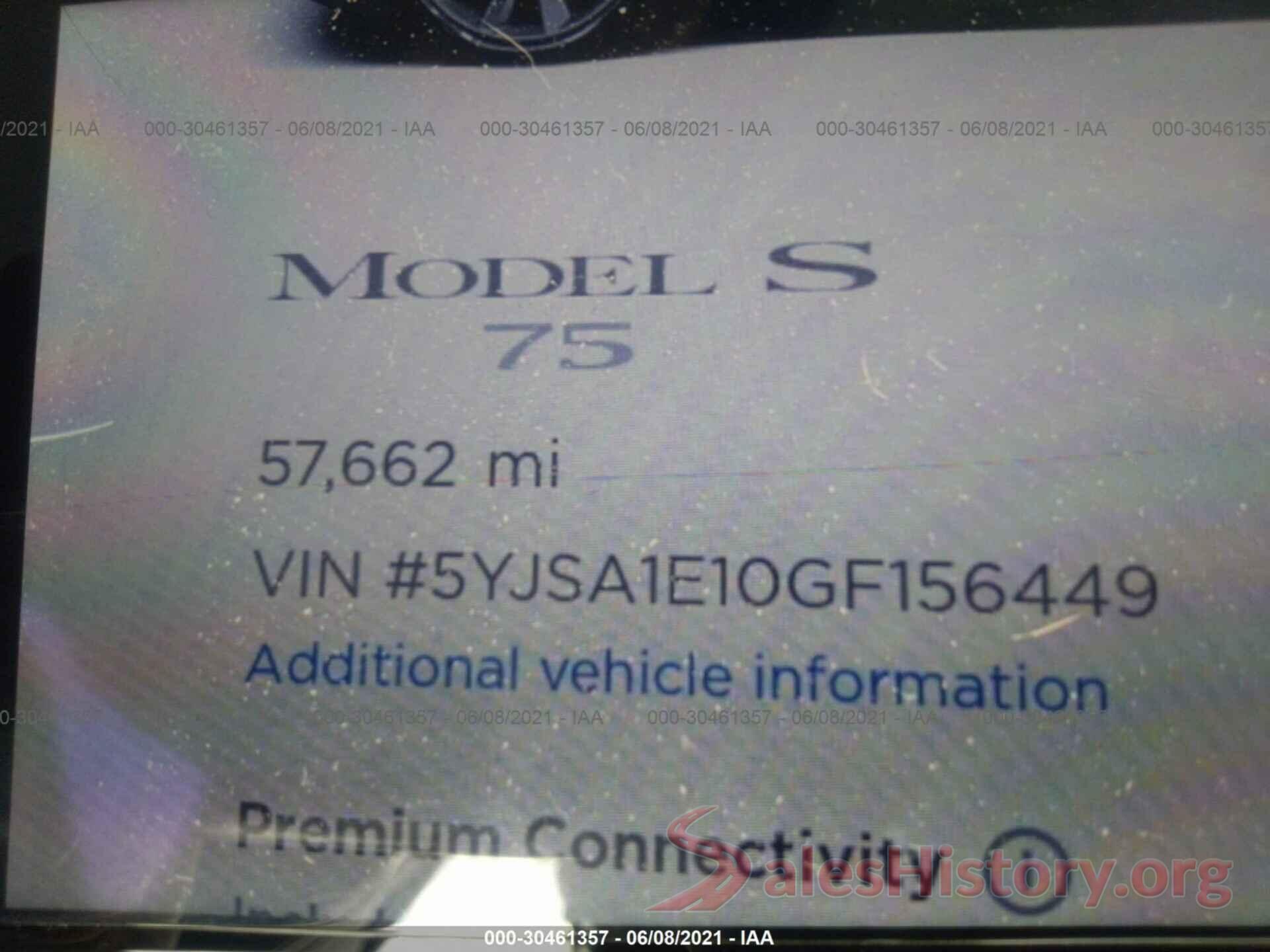 5YJSA1E10GF156449 2016 TESLA MODEL S