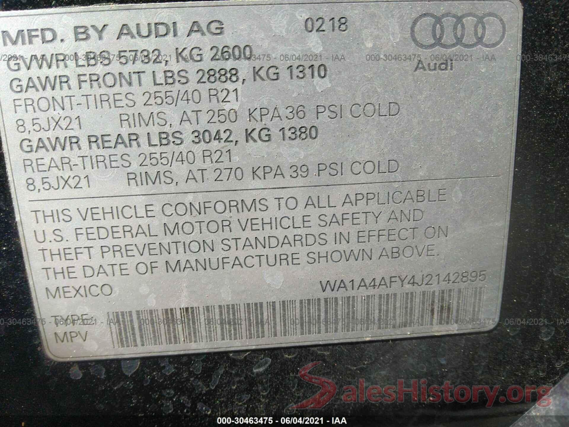 WA1A4AFY4J2142895 2018 AUDI SQ5