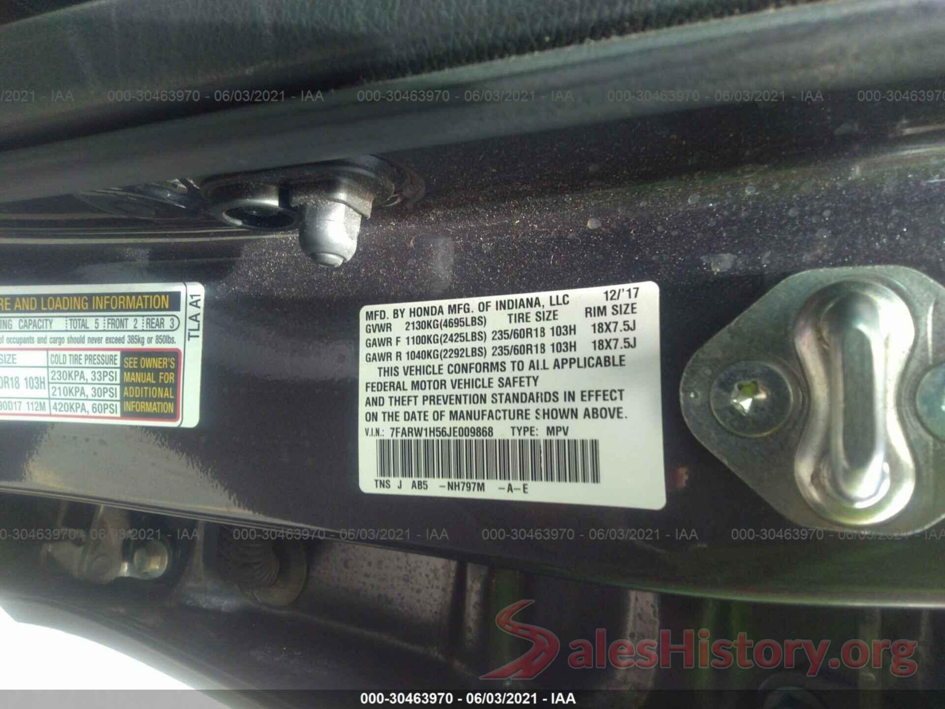 7FARW1H56JE009868 2018 HONDA CR-V