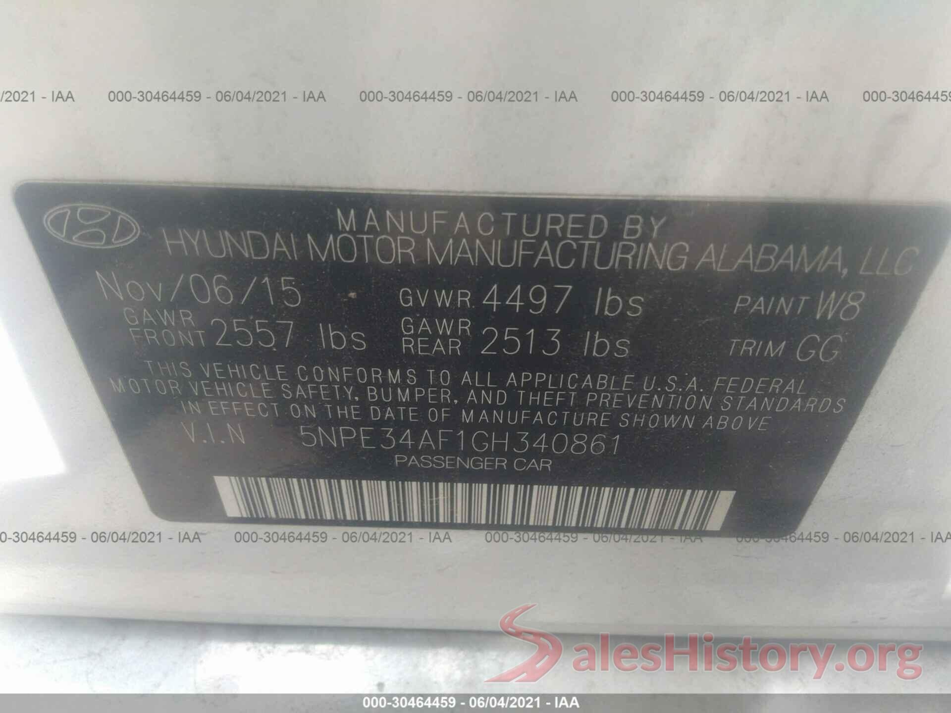 5NPE34AF1GH340861 2016 HYUNDAI SONATA