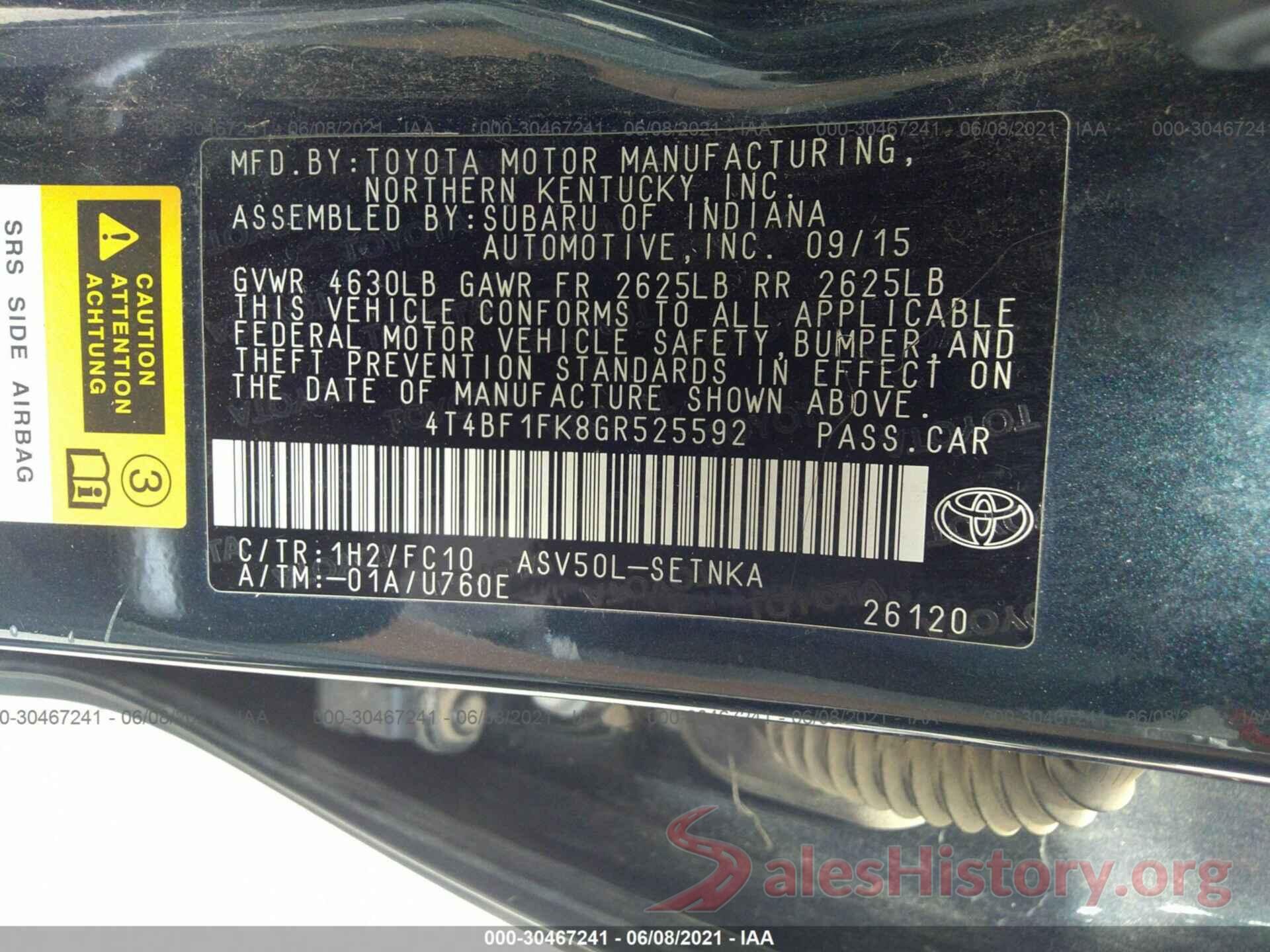 4T4BF1FK8GR525592 2016 TOYOTA CAMRY