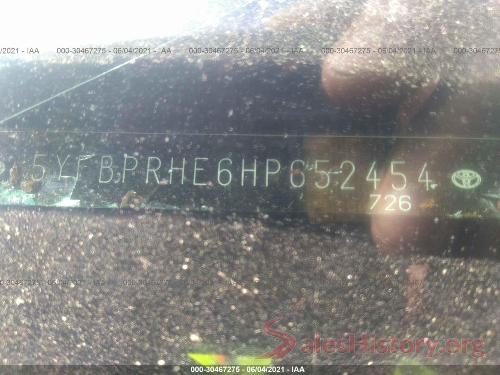 5YFBPRHE6HP652454 2017 TOYOTA COROLLA