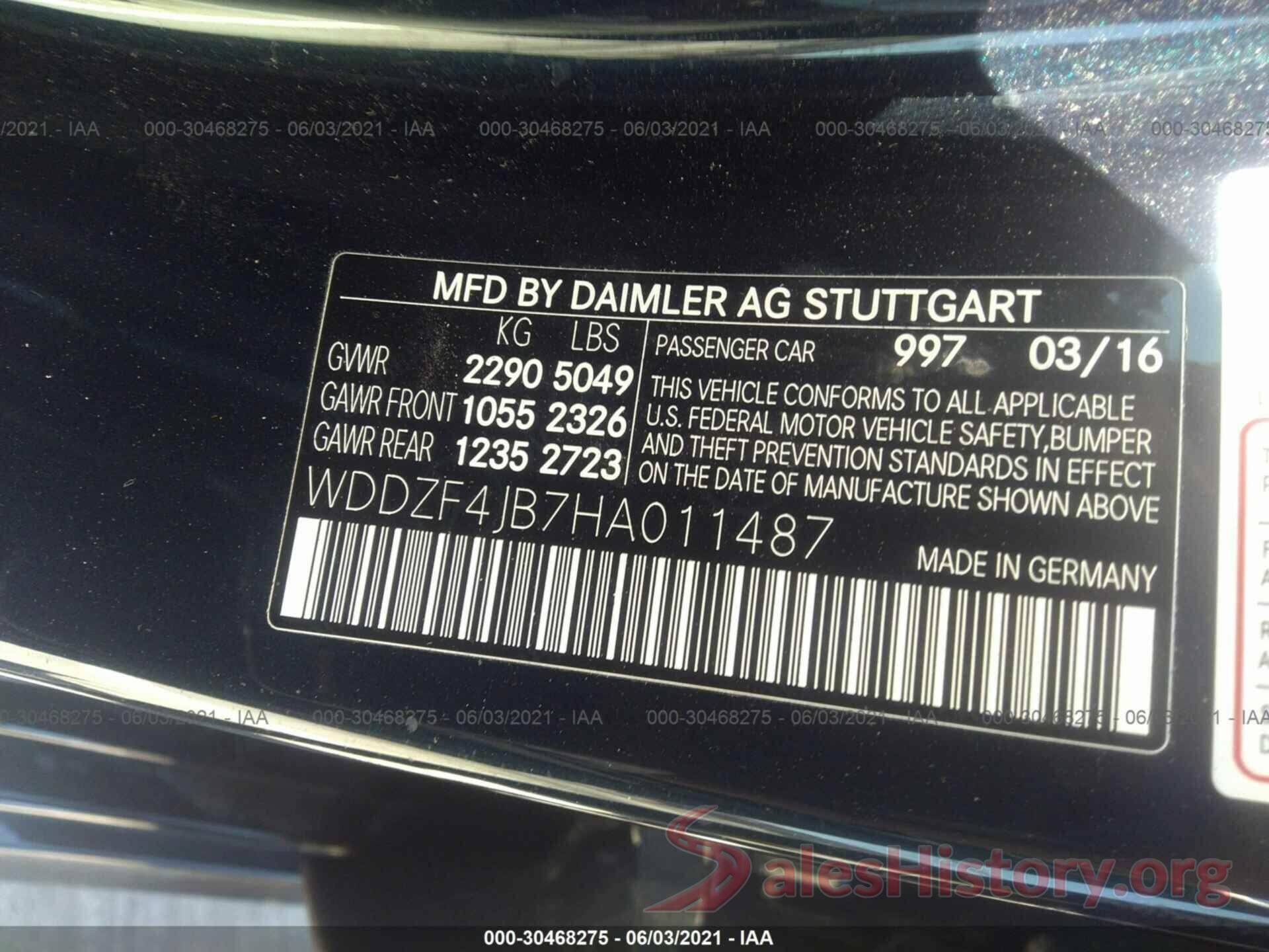 WDDZF4JB7HA011487 2017 MERCEDES-BENZ E-CLASS