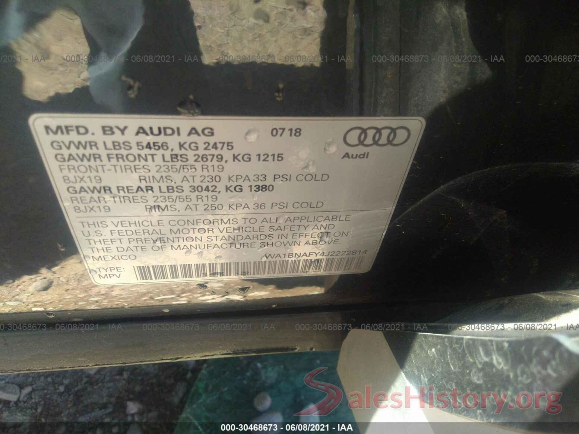 WA1BNAFY4J2222814 2018 AUDI Q5