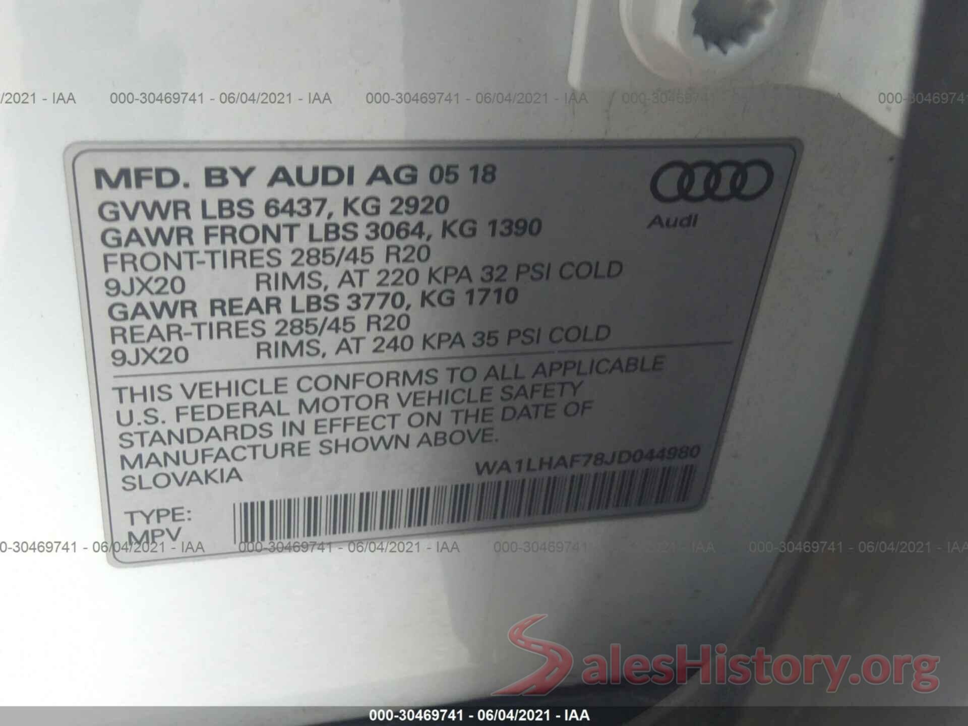 WA1LHAF78JD044980 2018 AUDI Q7