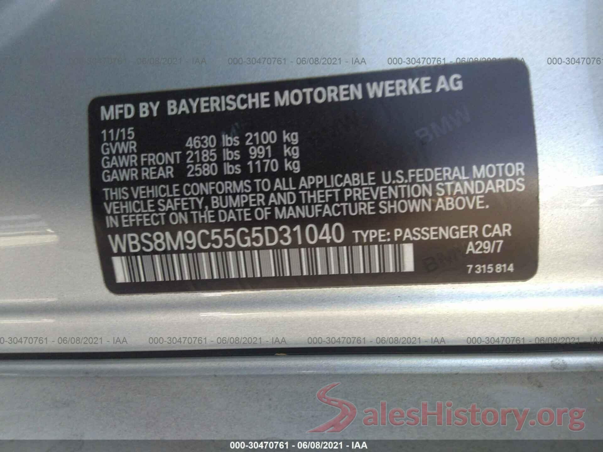 WBS8M9C55G5D31040 2016 BMW M3