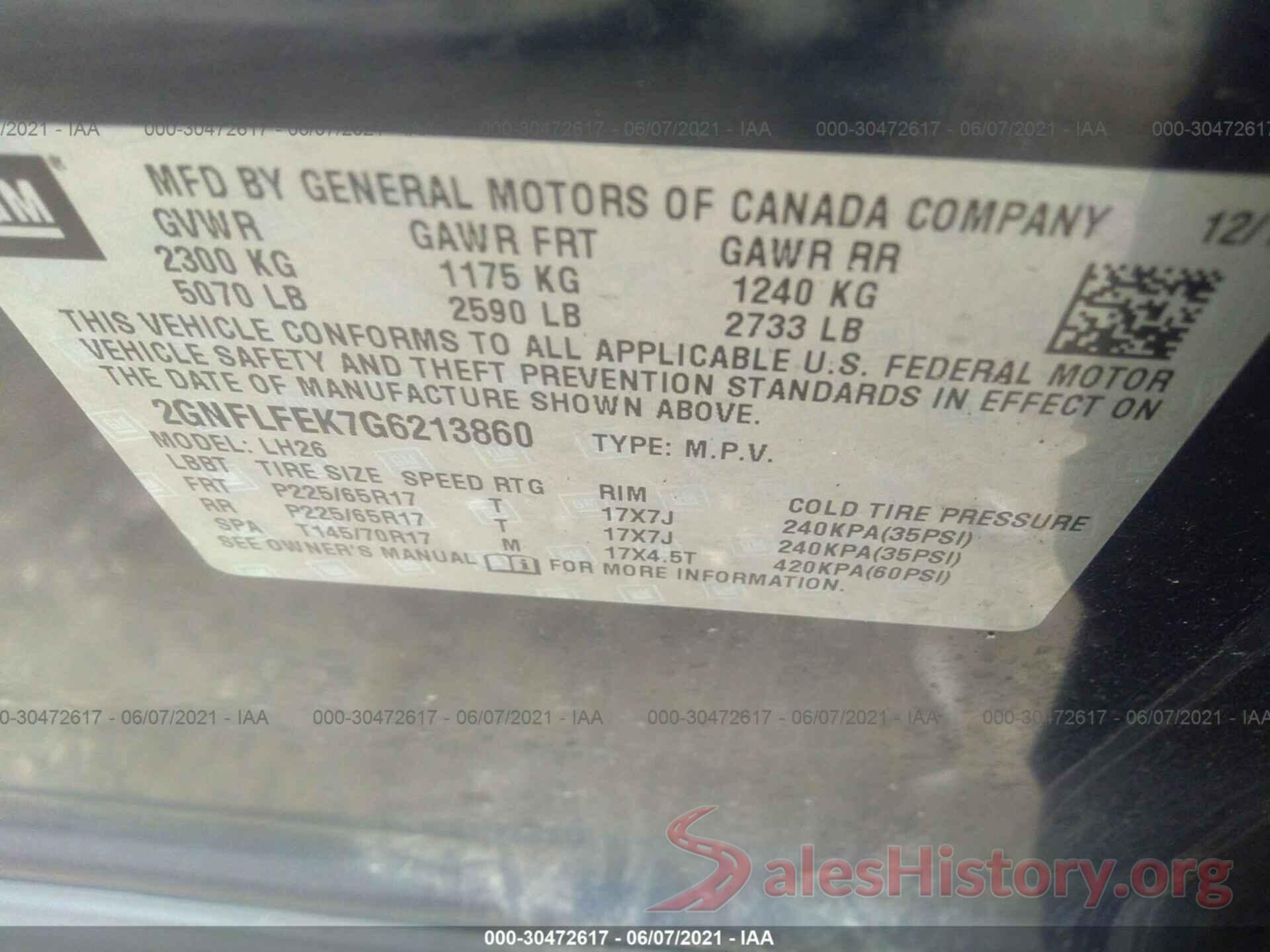 2GNFLFEK7G6213860 2016 CHEVROLET EQUINOX