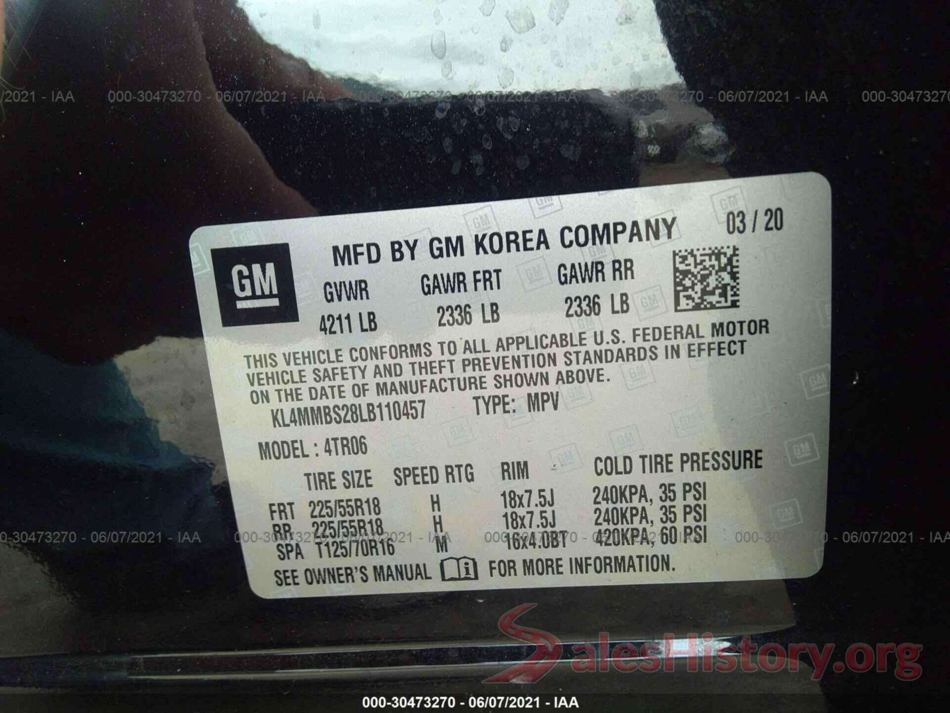 KL4MMBS28LB110457 2020 BUICK ENCORE GX