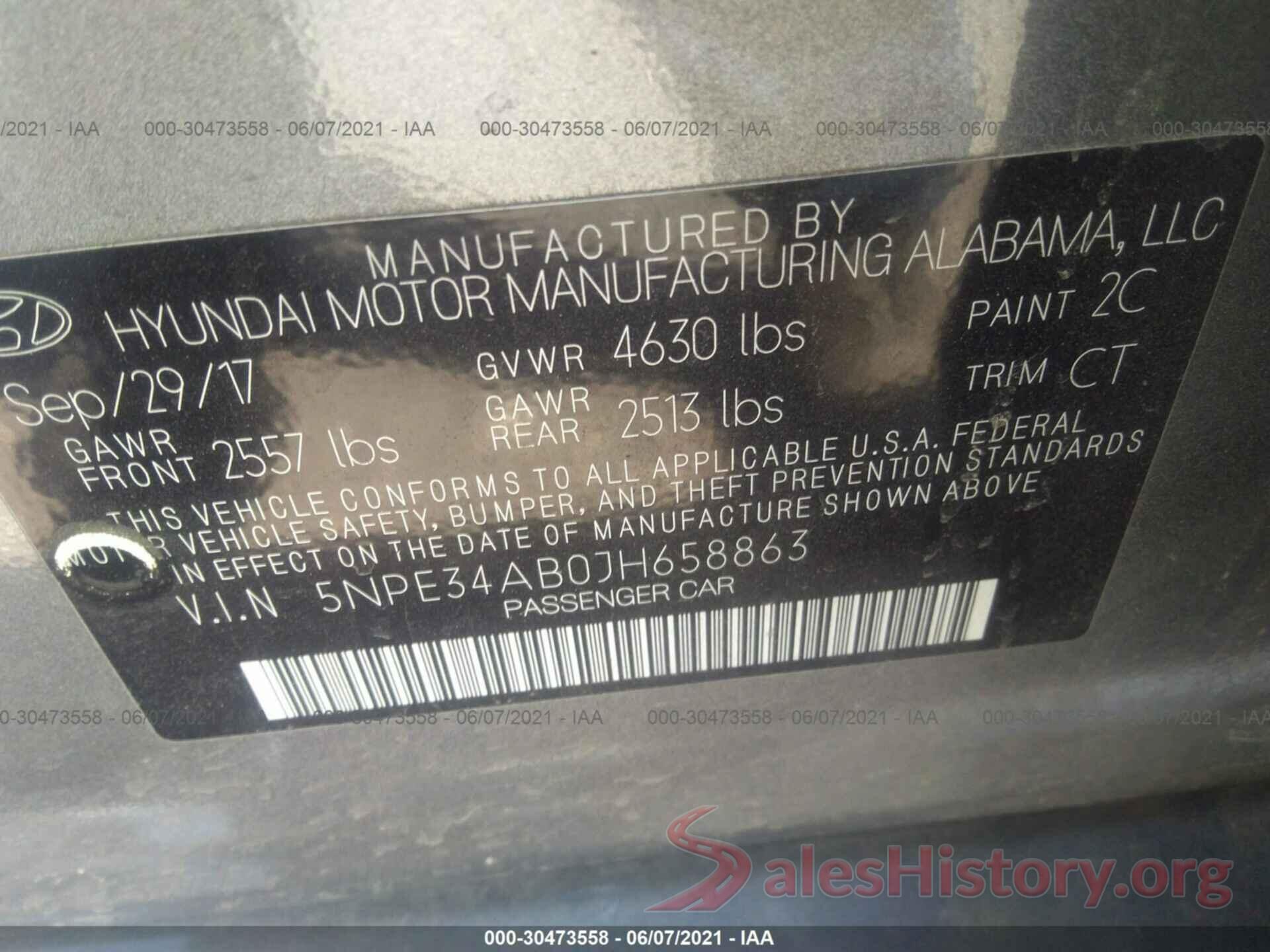 5NPE34AB0JH658863 2018 HYUNDAI SONATA