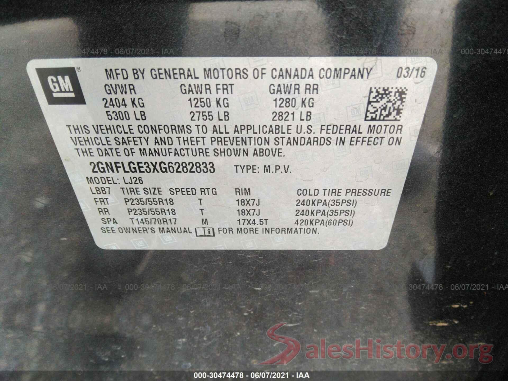 2GNFLGE3XG6282833 2016 CHEVROLET EQUINOX