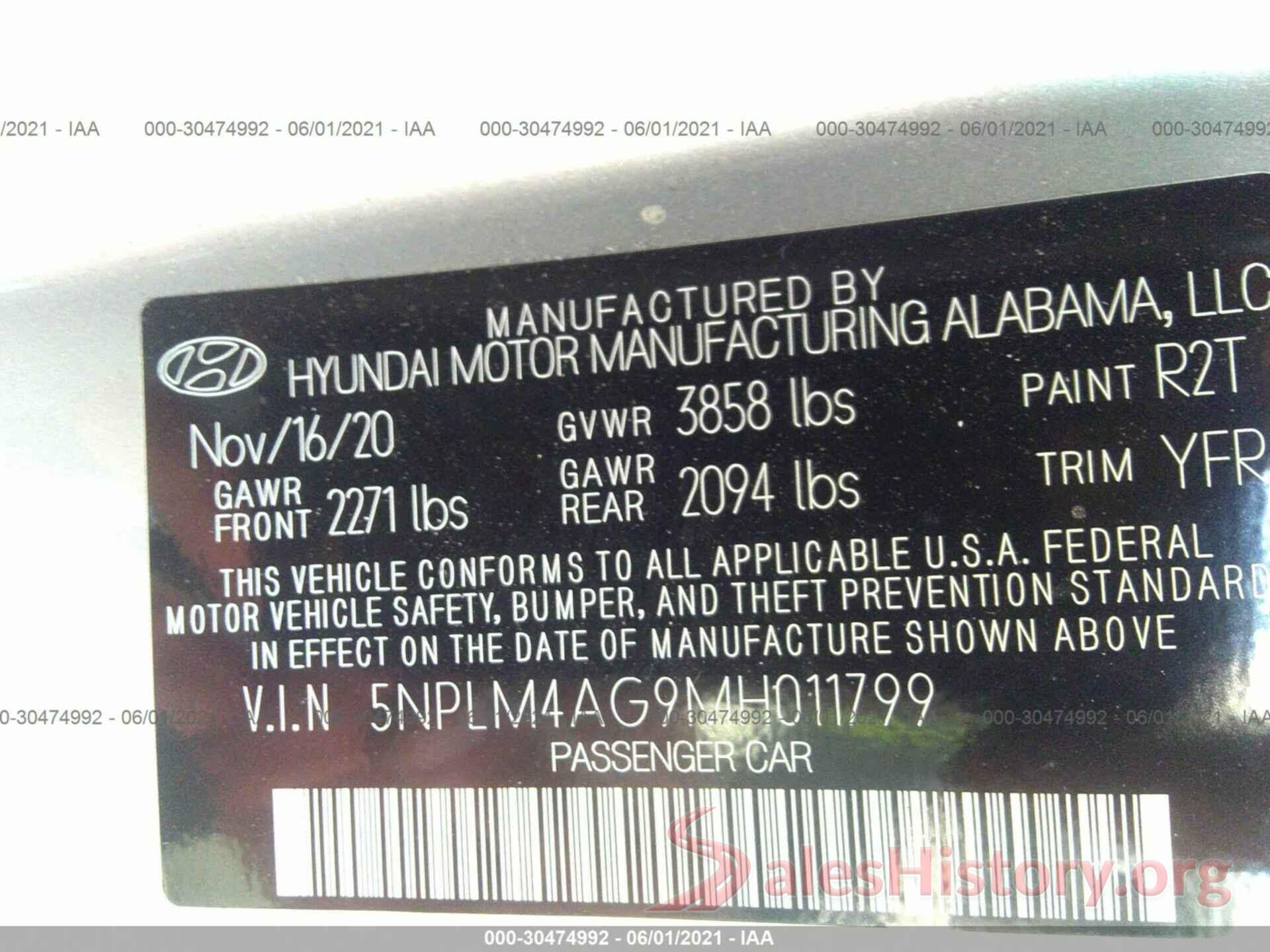 5NPLM4AG9MH011799 2021 HYUNDAI ELANTRA