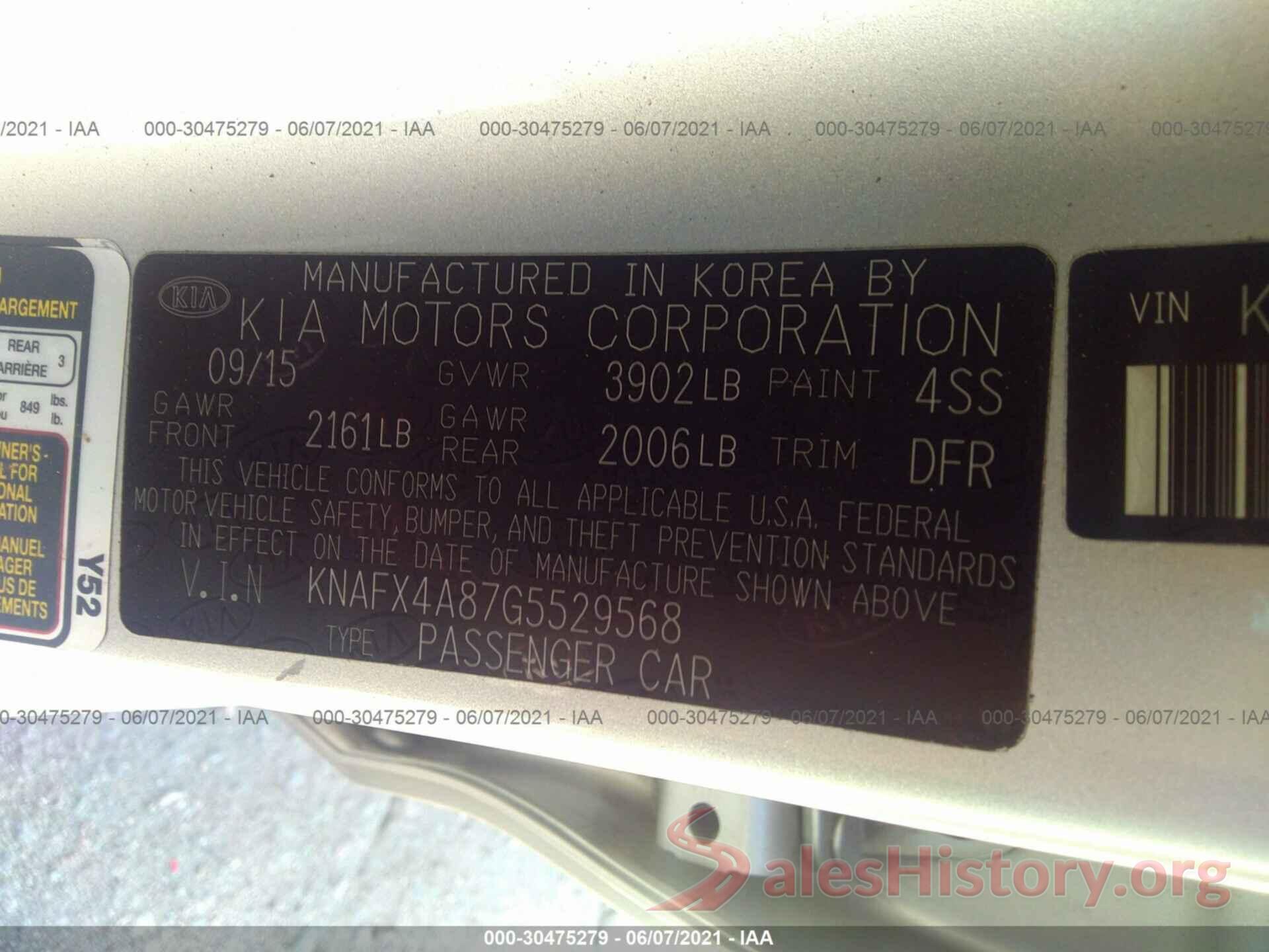 KNAFX4A87G5529568 2016 KIA FORTE