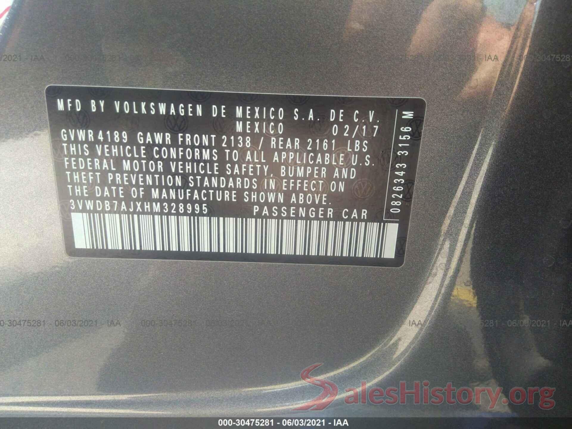 3VWDB7AJXHM328995 2017 VOLKSWAGEN JETTA