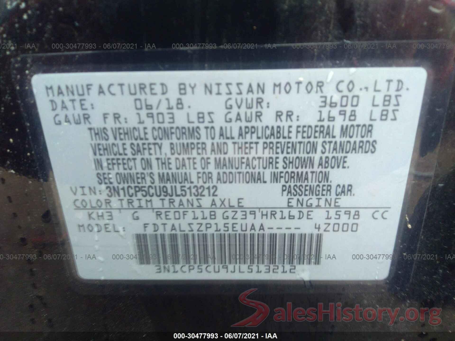 3N1CP5CU9JL513212 2018 NISSAN KICKS