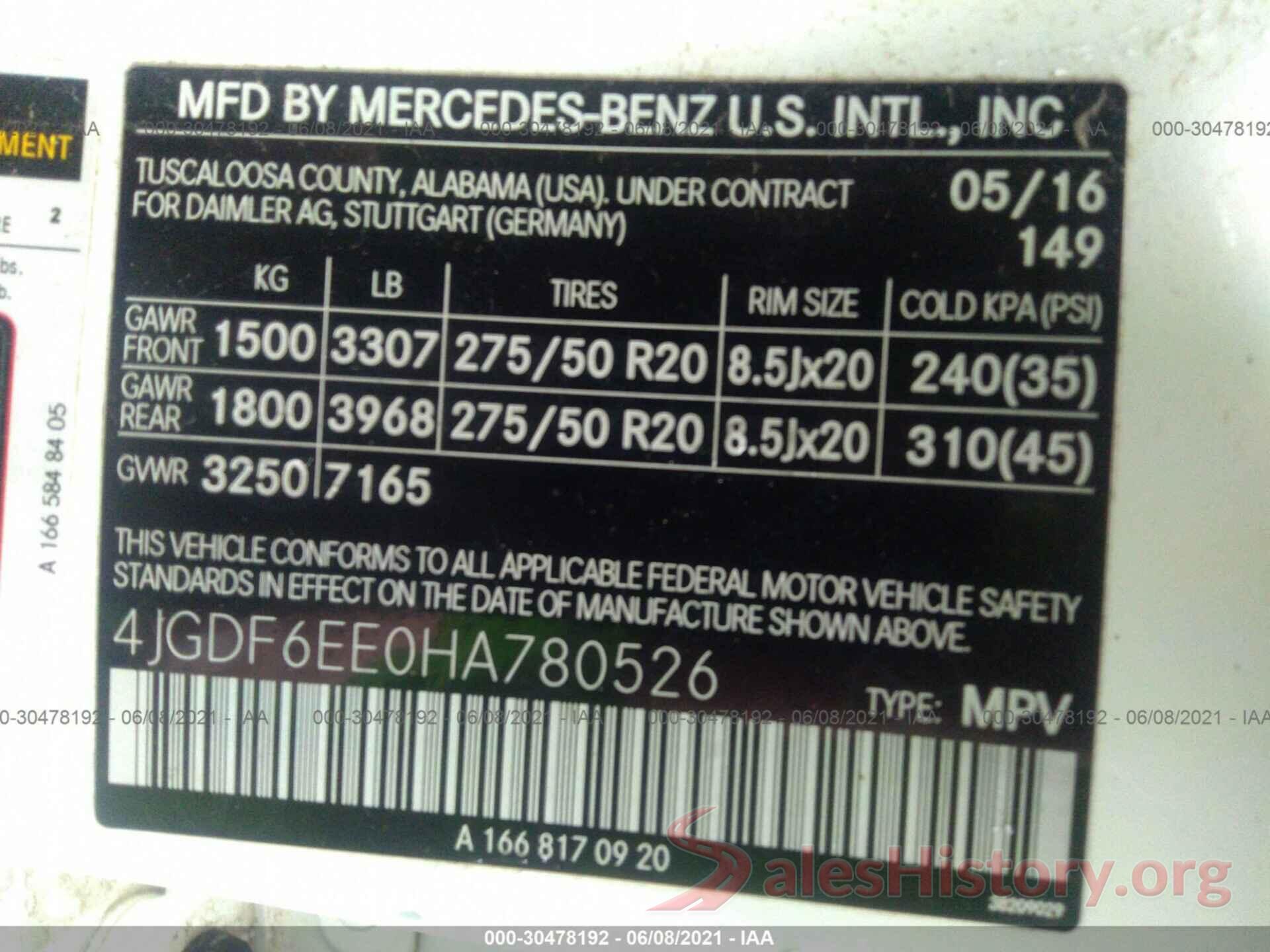 4JGDF6EE0HA780526 2017 MERCEDES-BENZ GLS