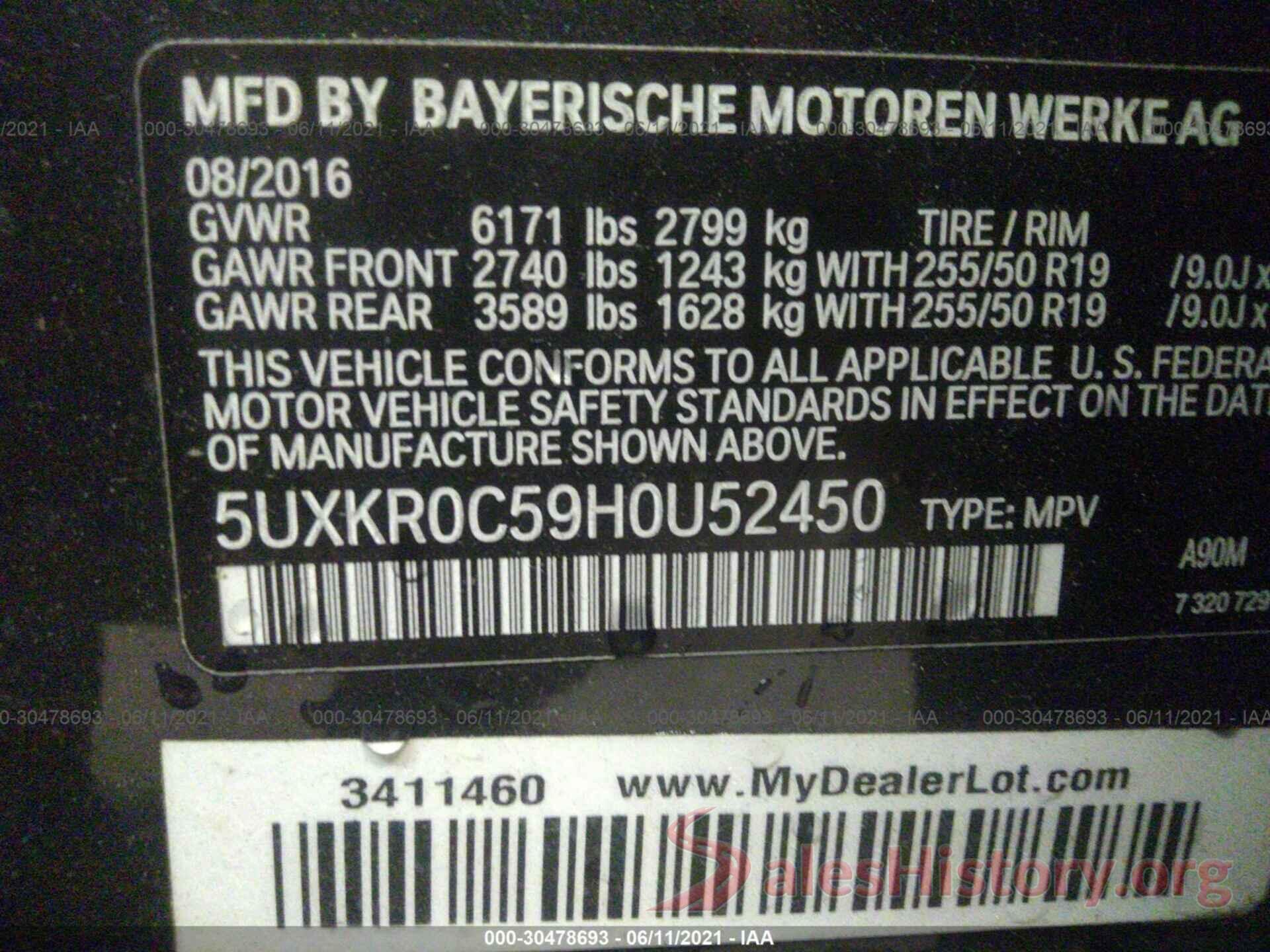 5UXKR0C59H0U52450 2017 BMW X5