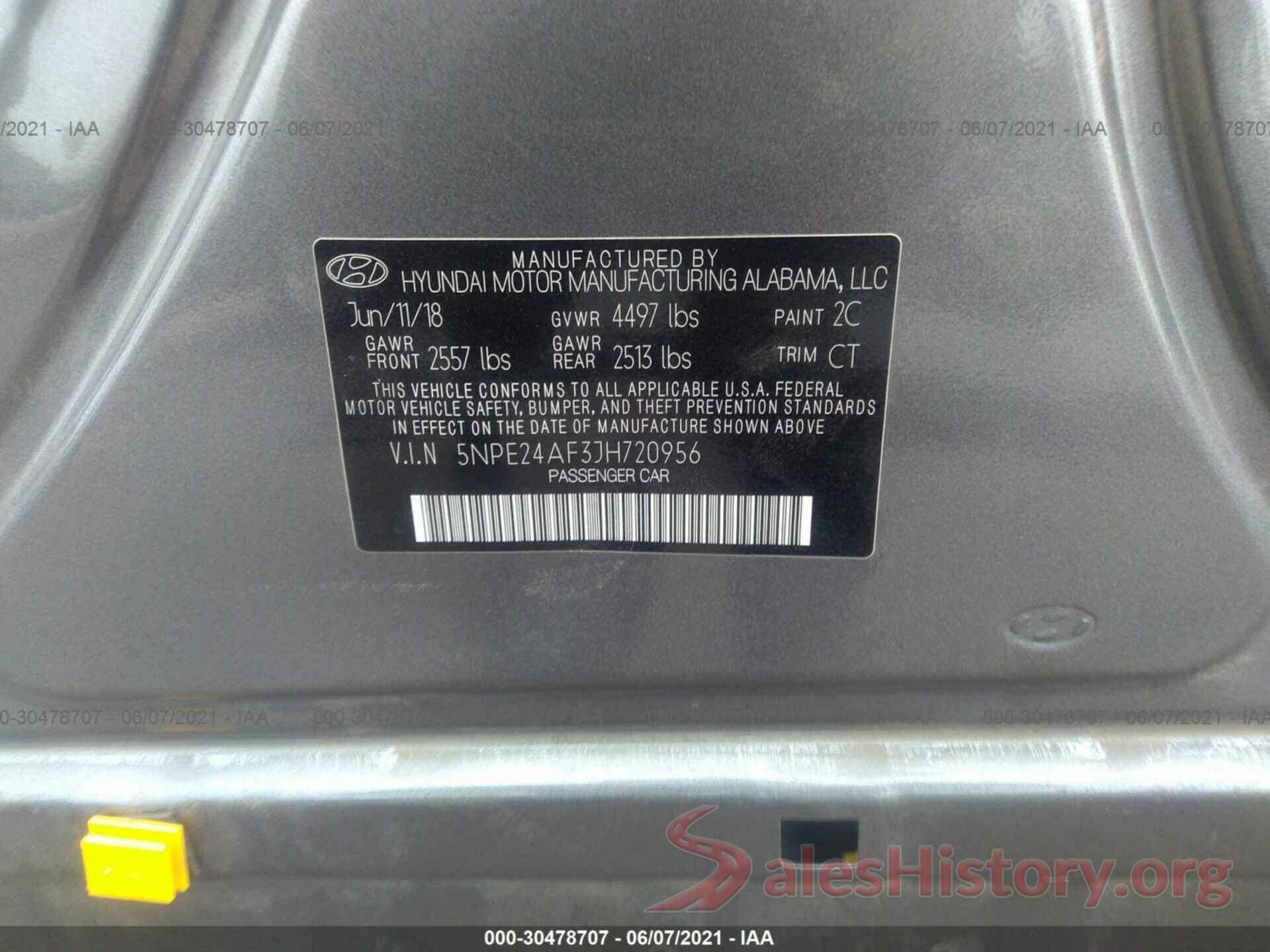 5NPE24AF3JH720956 2018 HYUNDAI SONATA