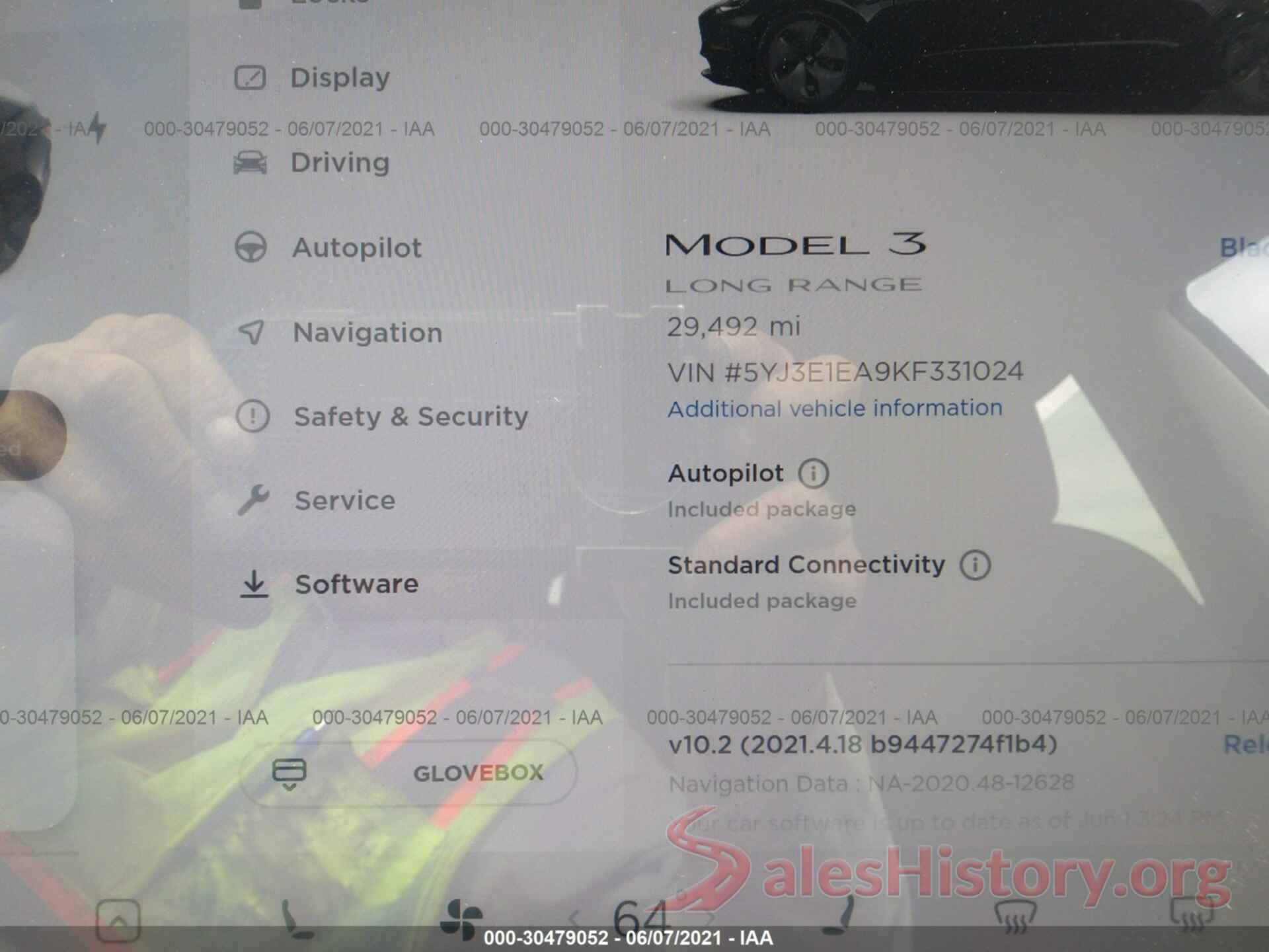 5YJ3E1EA9KF331024 2019 TESLA MODEL 3