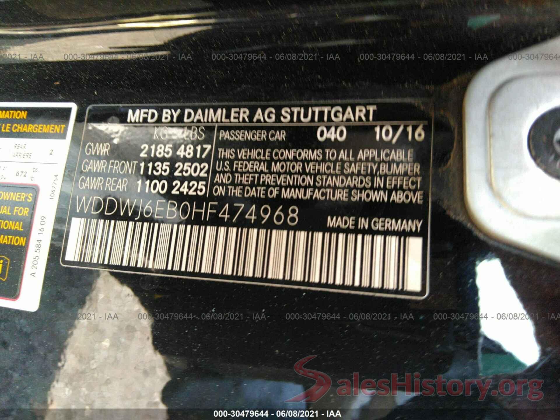 WDDWJ6EB0HF474968 2017 MERCEDES-BENZ C-CLASS