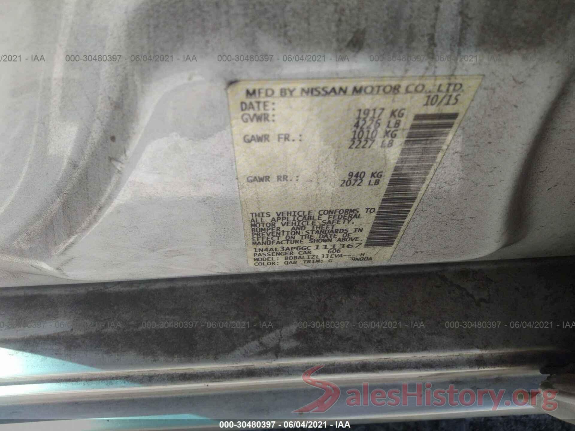 1N4AL3AP6GC111367 2016 NISSAN ALTIMA